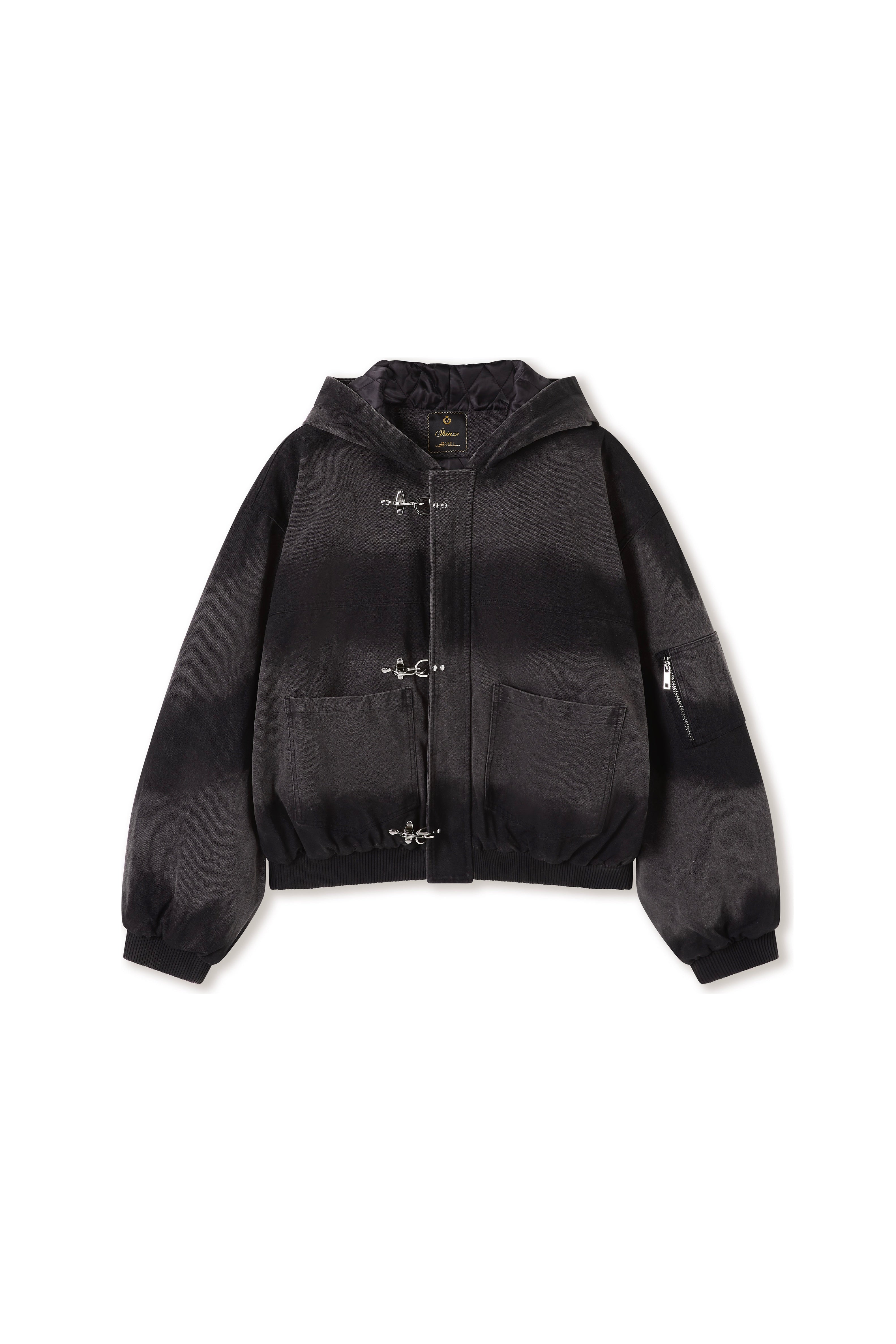 Shige Black Canvas Clasp Bomber Jacket – Shinzo