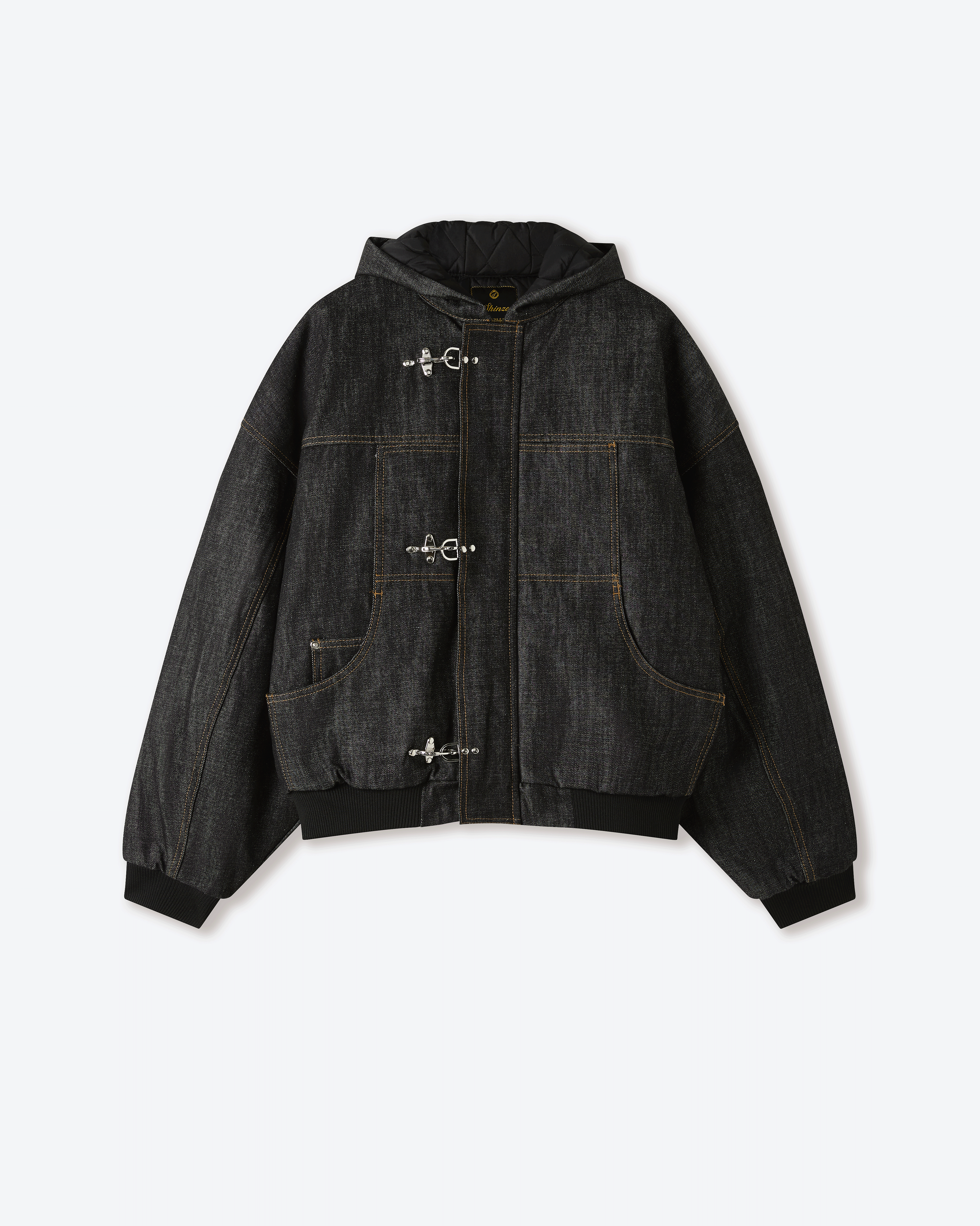 Okayama Raw Black Denim Clasp Jacket – Shinzo Okayama Raw Black Denim Clasp Jacket – Shinzo