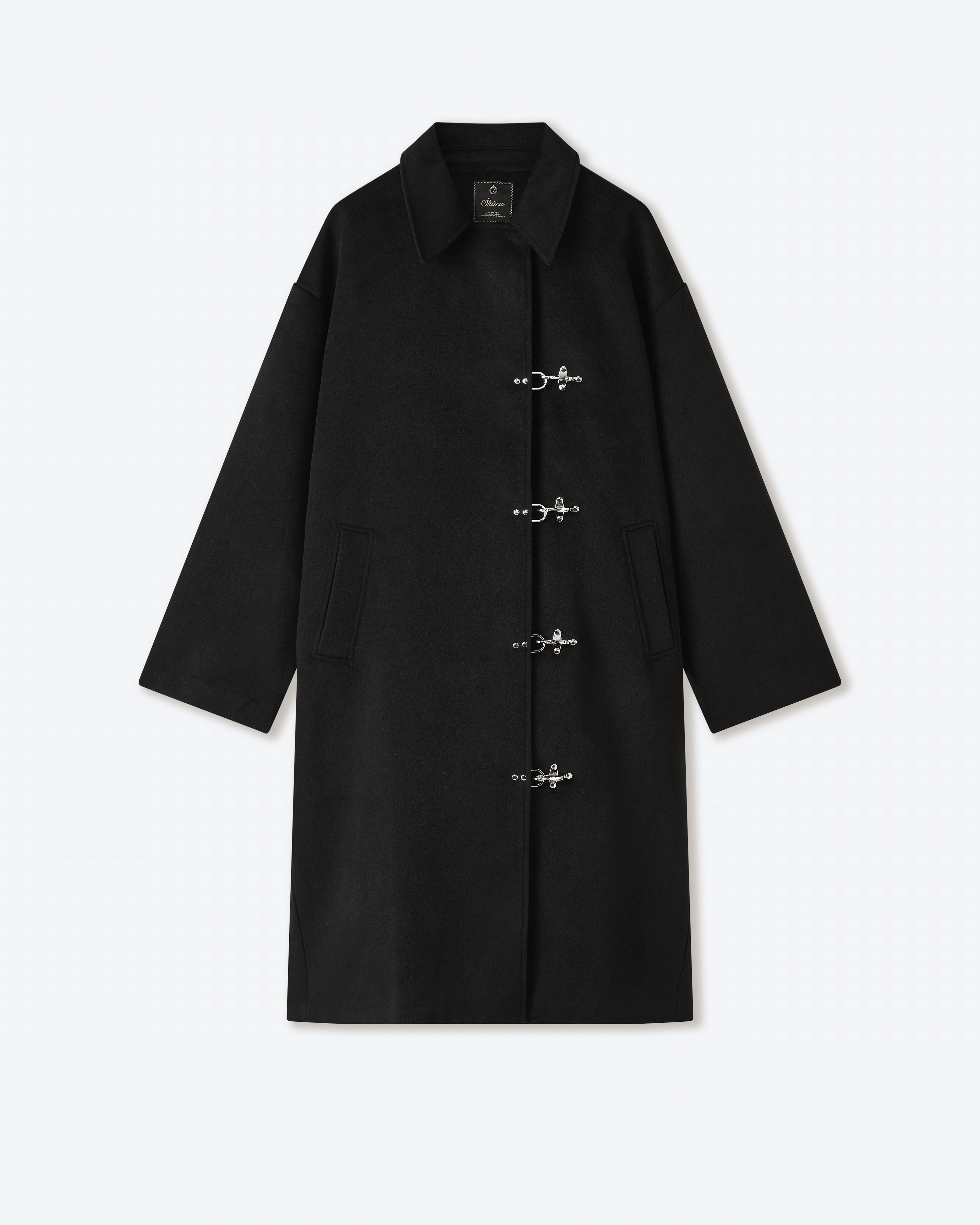 Black Wool Clasp Trench Coat – Shinzo