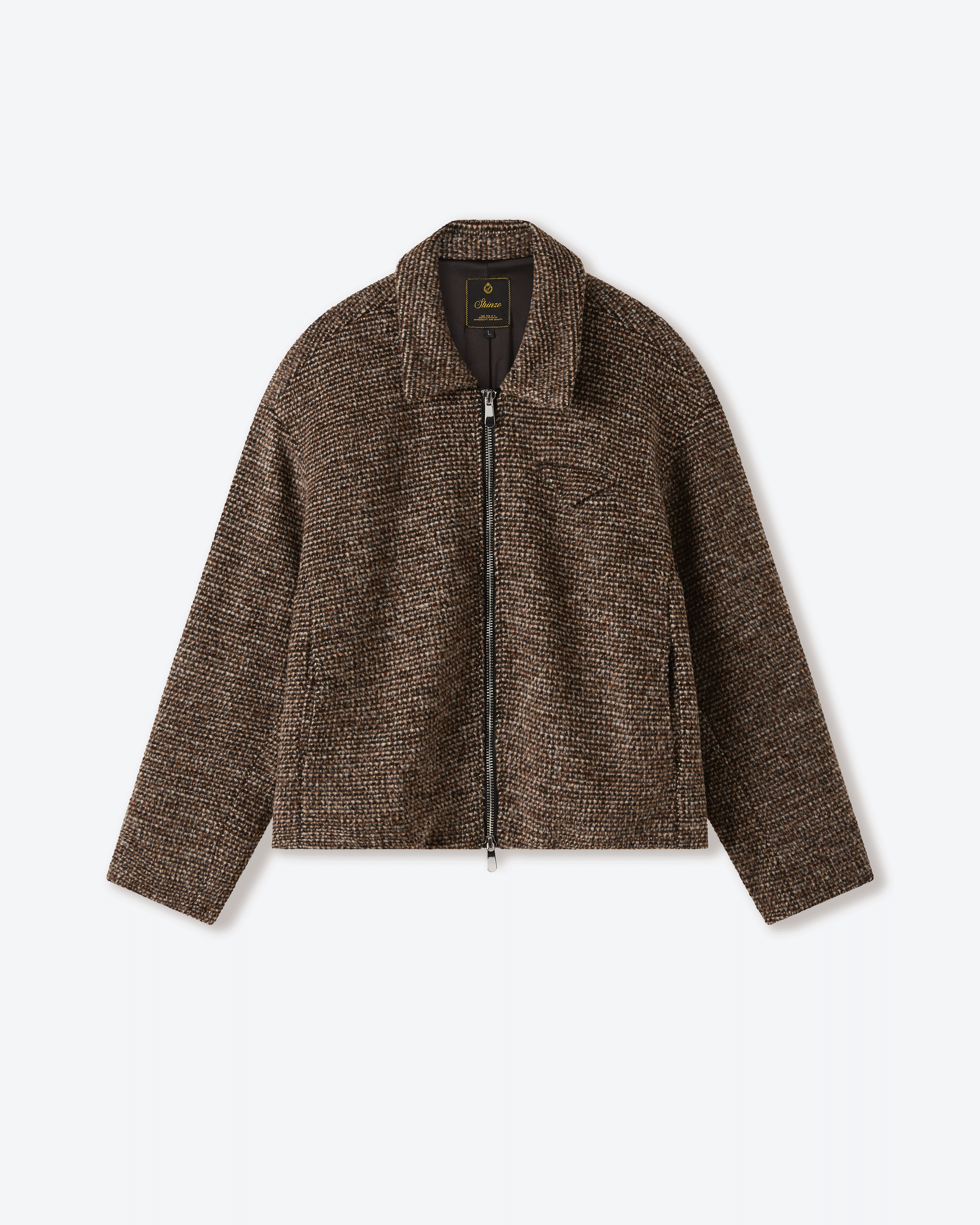 Brown Speckled Wool Zip Up Jacket – Shinzo