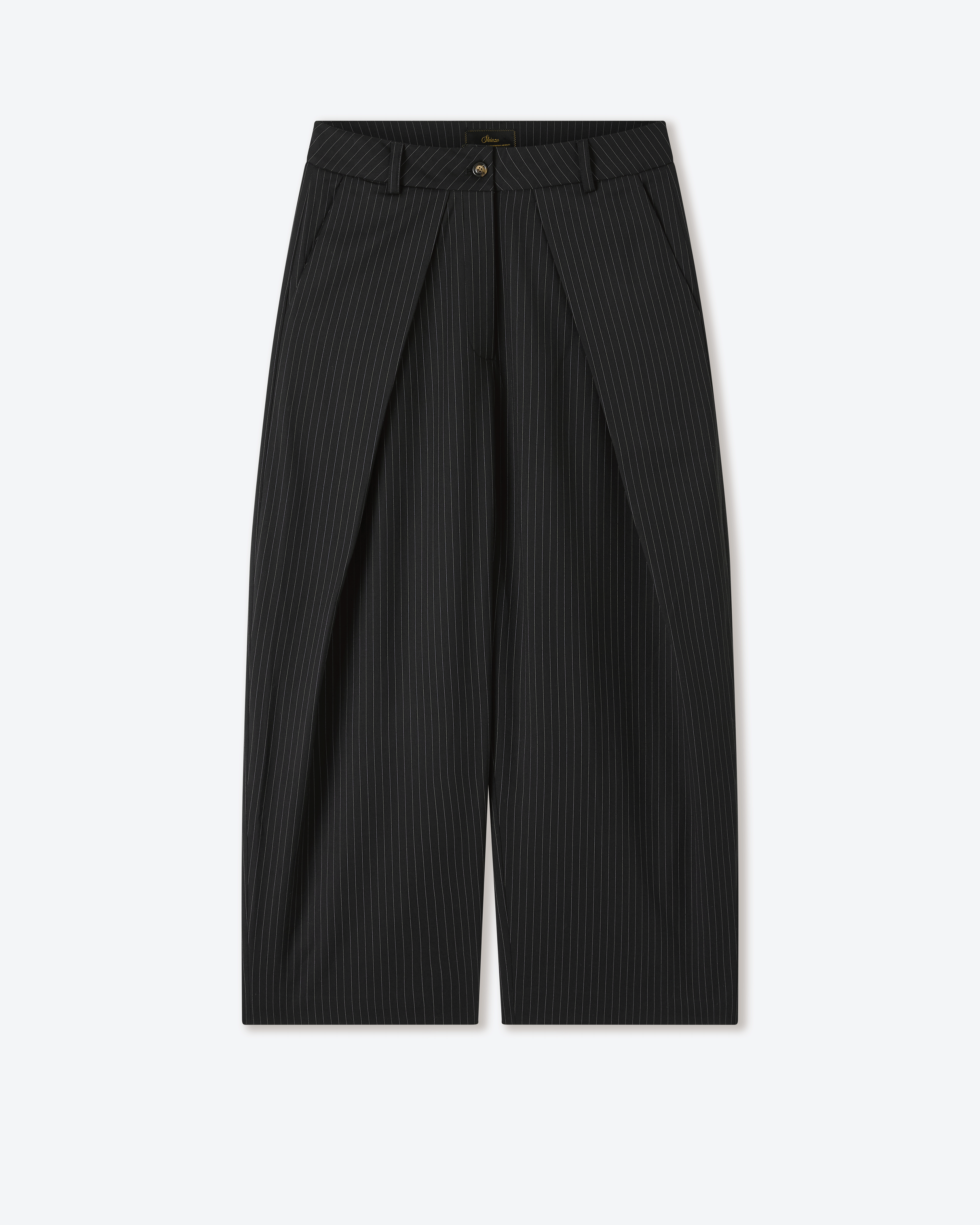 Sūtsu Wool Blend Black Pinstripe Trousers – Shinzo