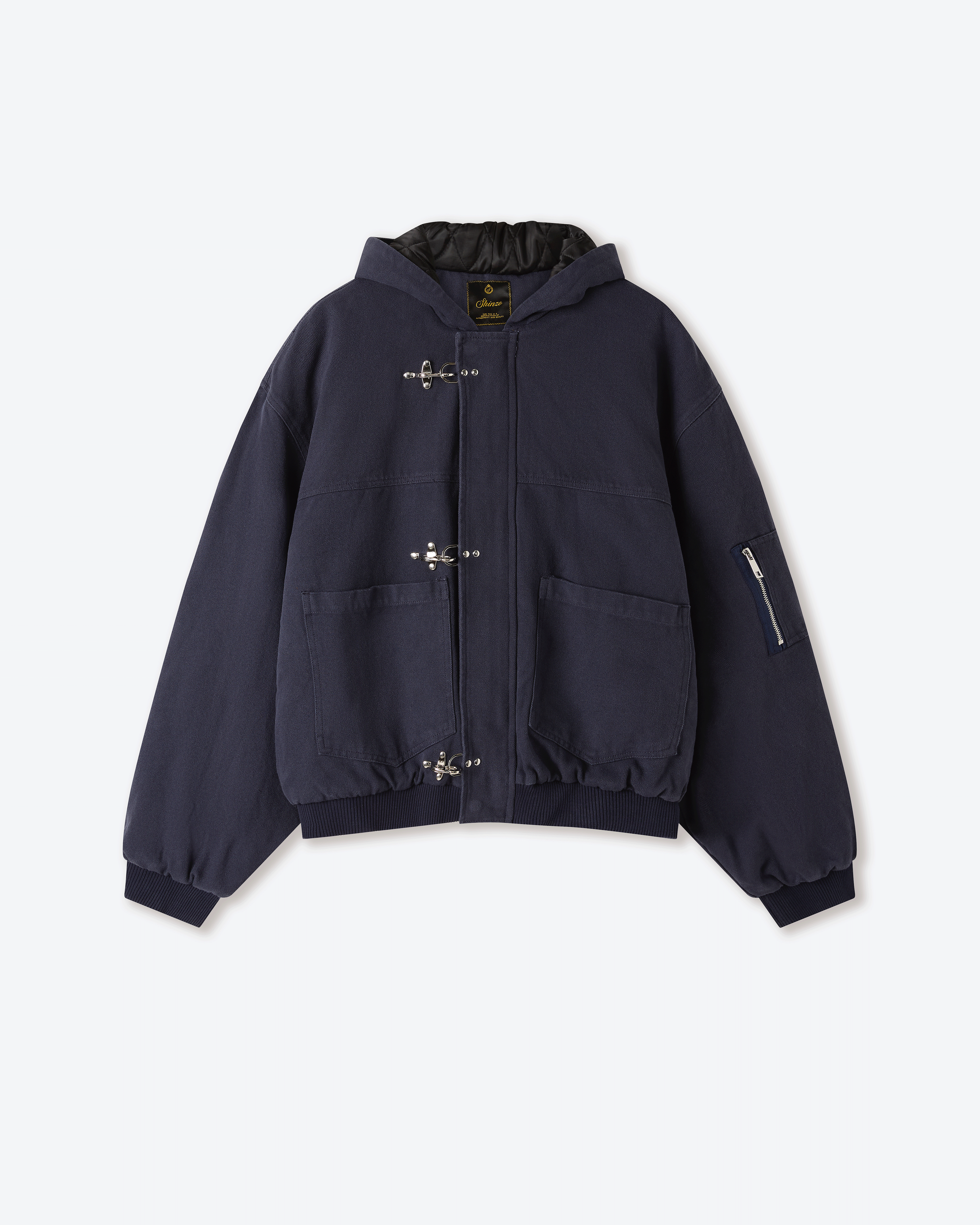 ジャケット・アウター Shizo Navy Canvas Clasp Bomber Jacket L Shige Navy Canvas Clasp Bomber Jacket – Shinzo