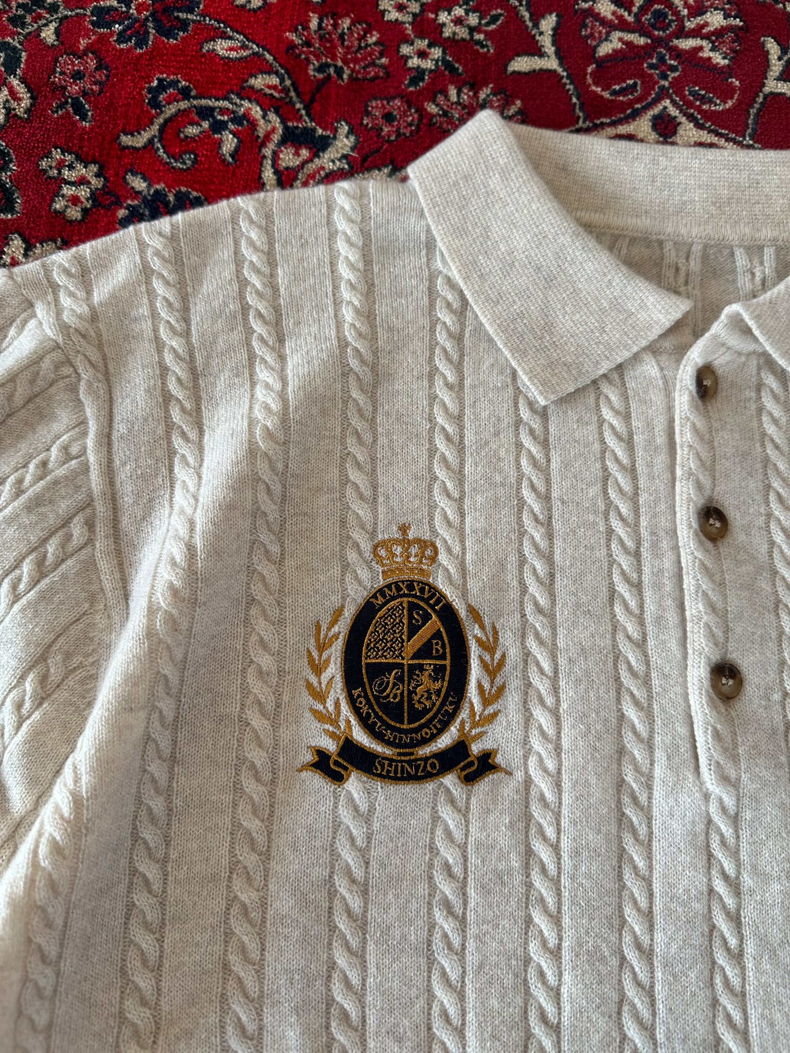 Cashmere Cable Knit Polo