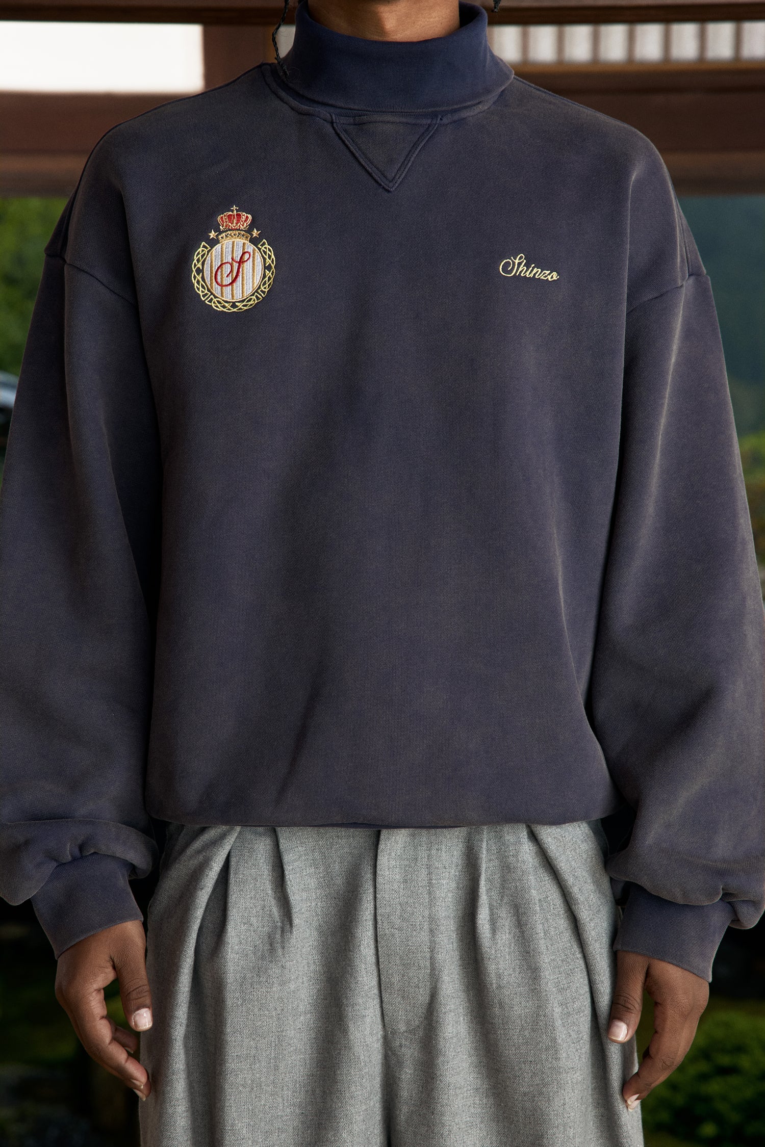 Washed Lavender Jersey Turtleneck Sweater