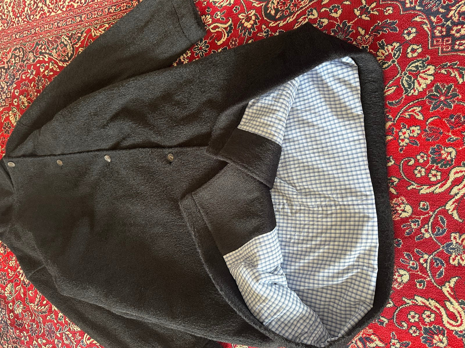 Black High-Neck Wool Trench Coat V1 - detail 3
