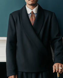 Black Japanese Wool Kimono Blazer