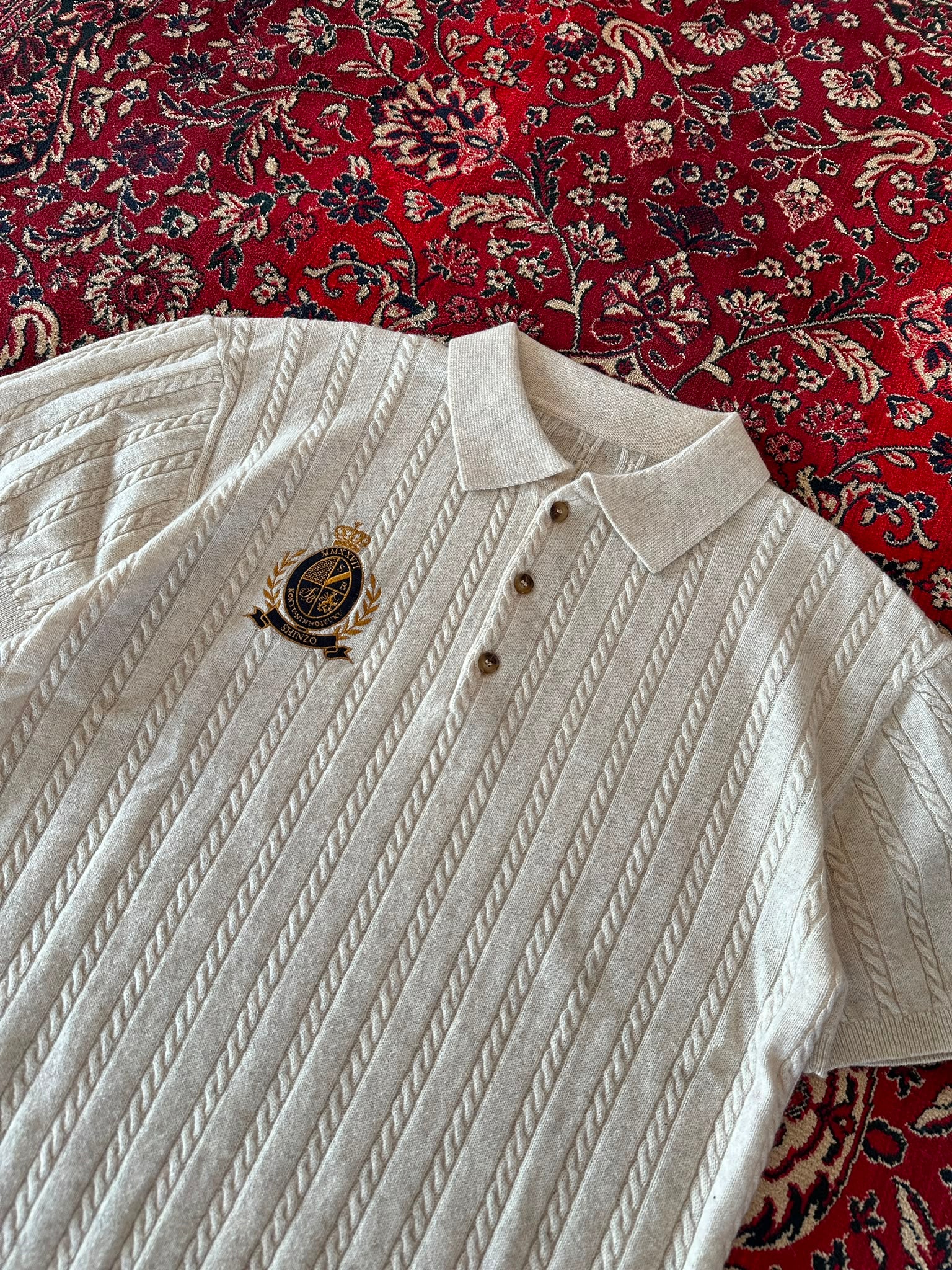 Cashmere Cable Knit Polo