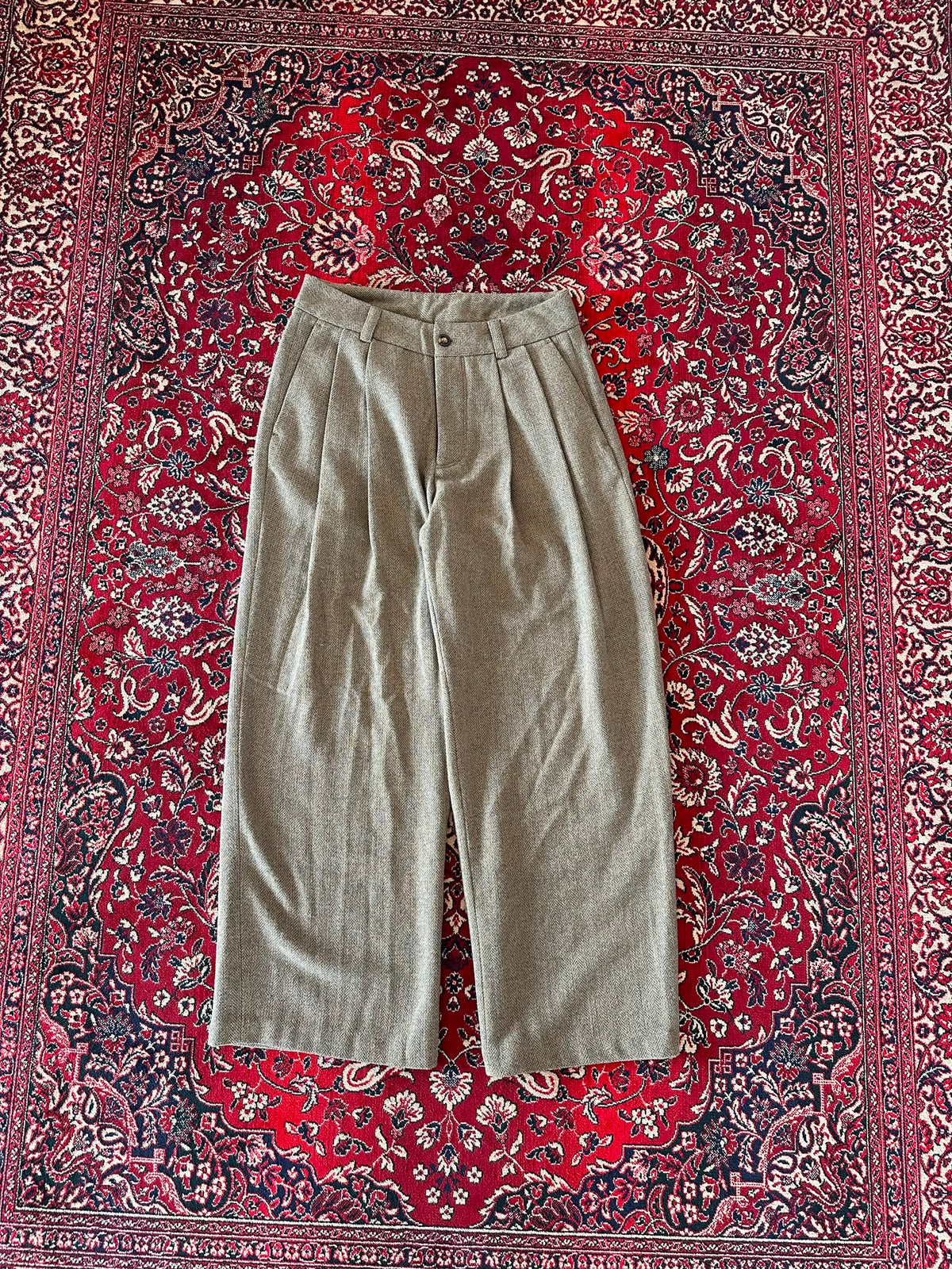 Green Herringbone Pant