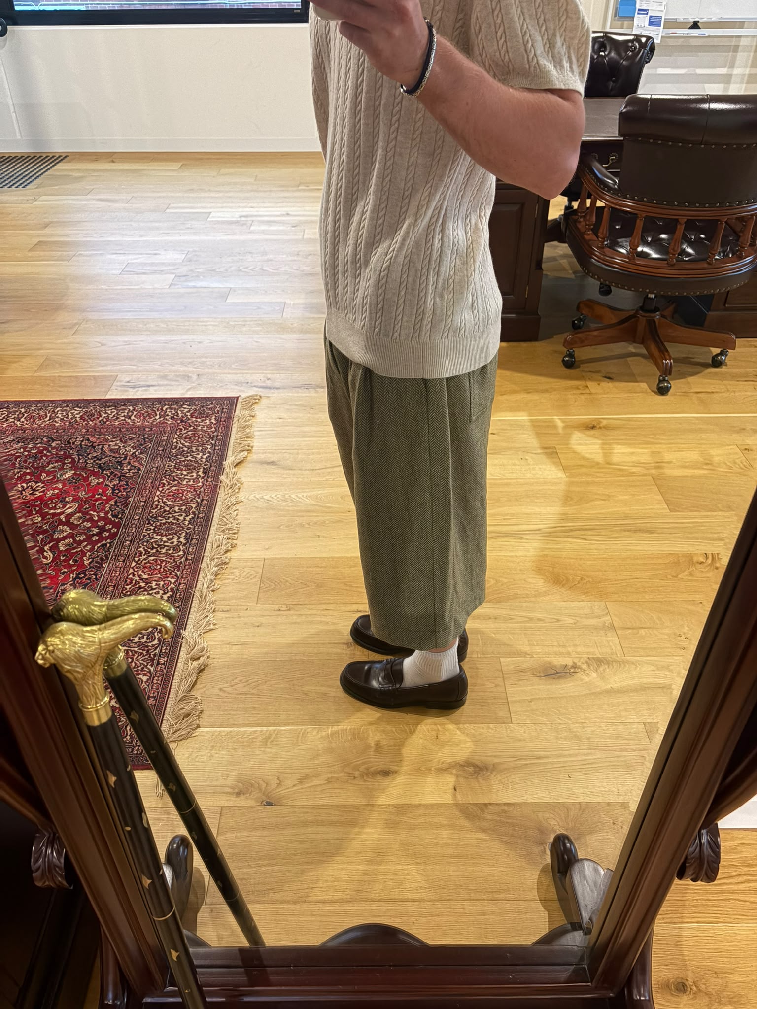Green Herringbone Short V2