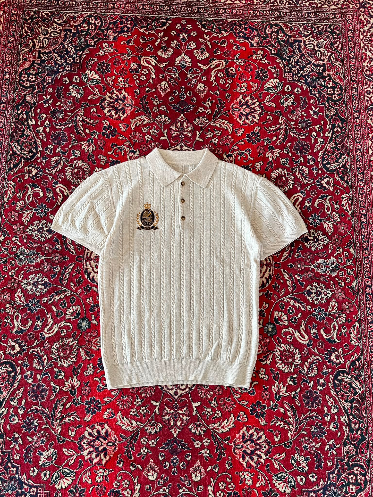 Cashmere Cable Knit Polo