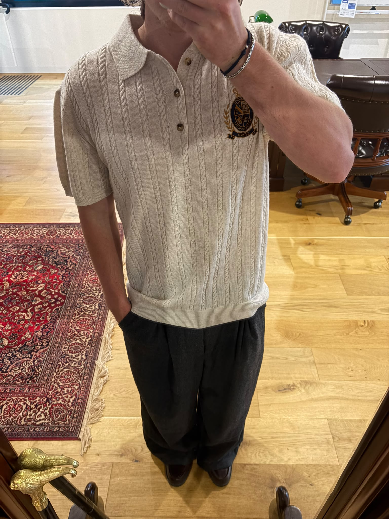 Cashmere Cable Knit Polo