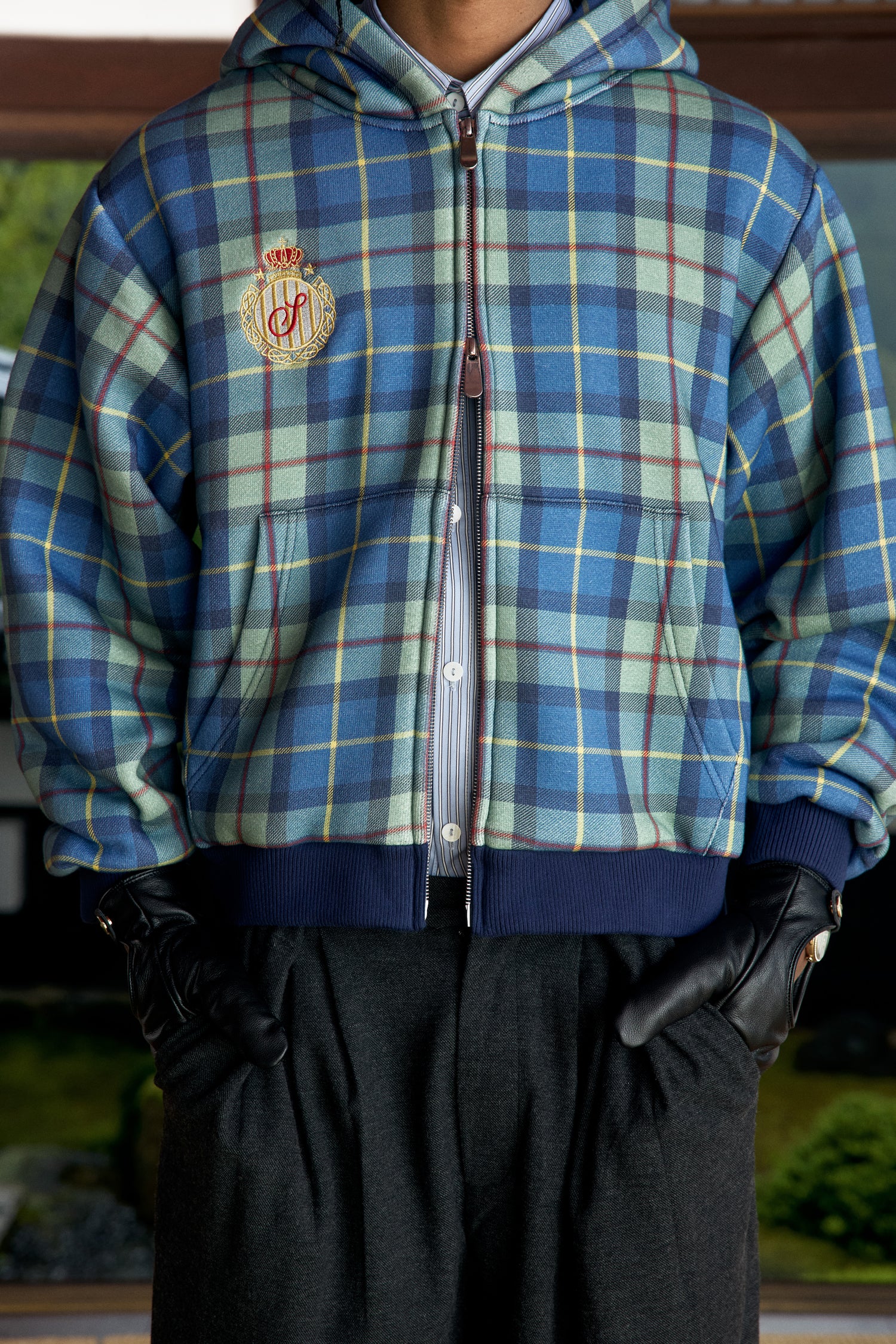Turquoise Plaid Zip Up Hoodie – Shinzo