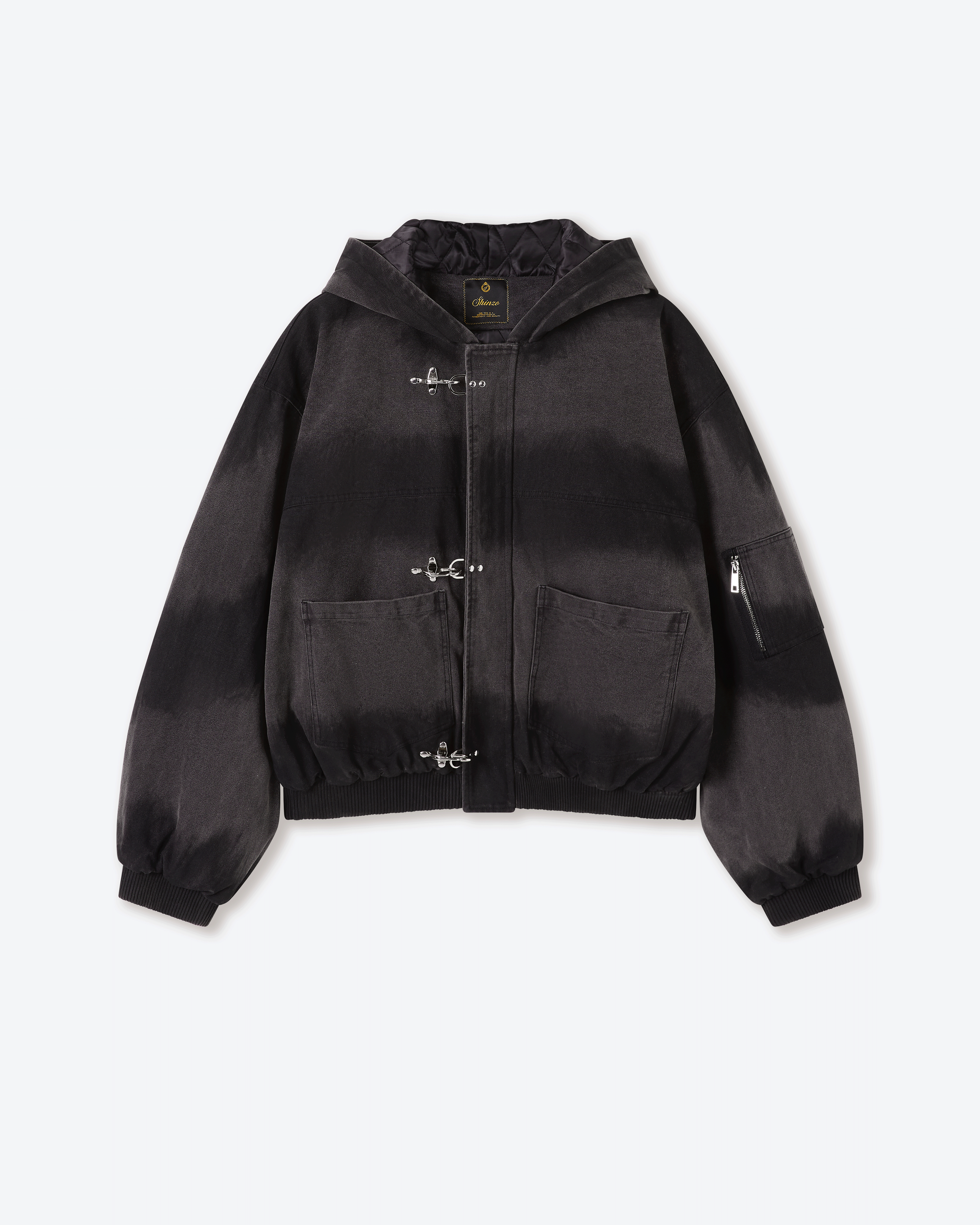 Shige Black Canvas Clasp Bomber Jacket – Shinzo