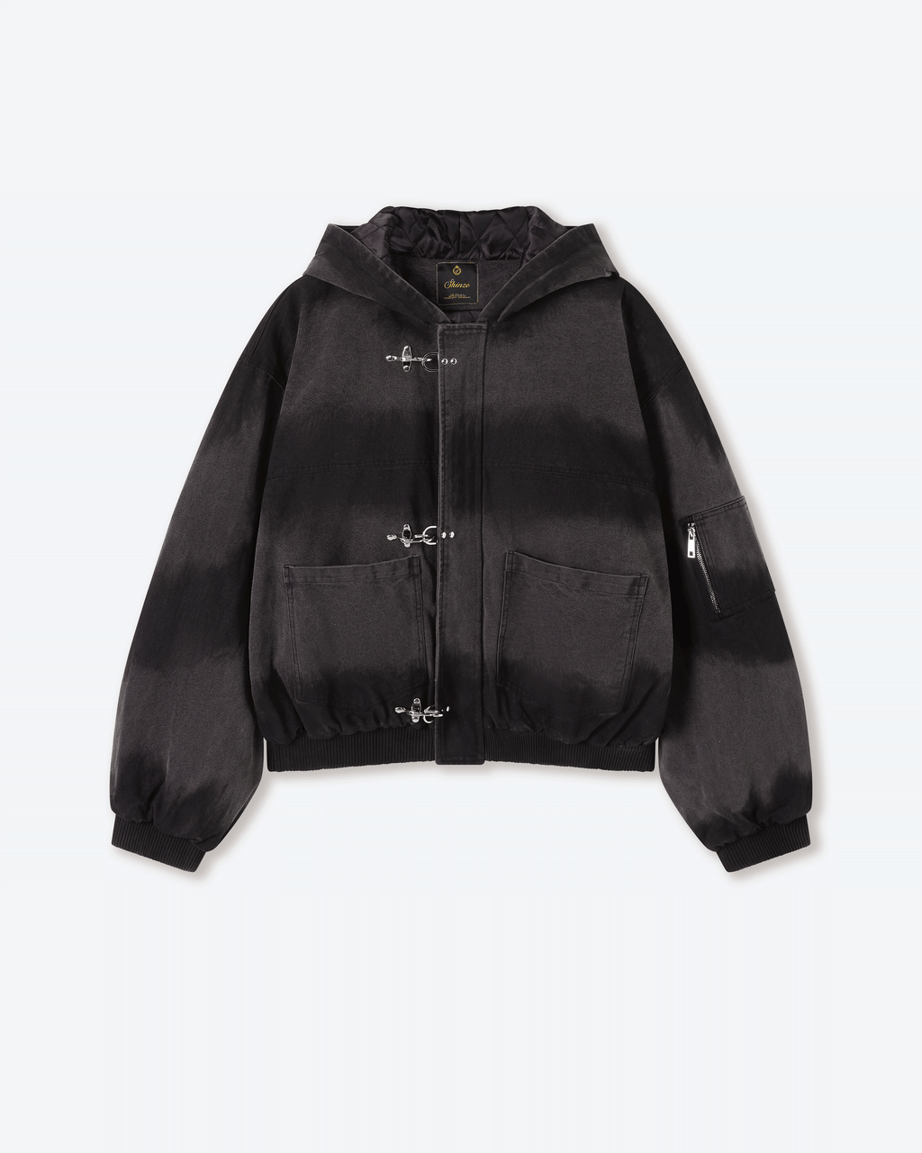 Shige Black Canvas Clasp Bomber Jacket