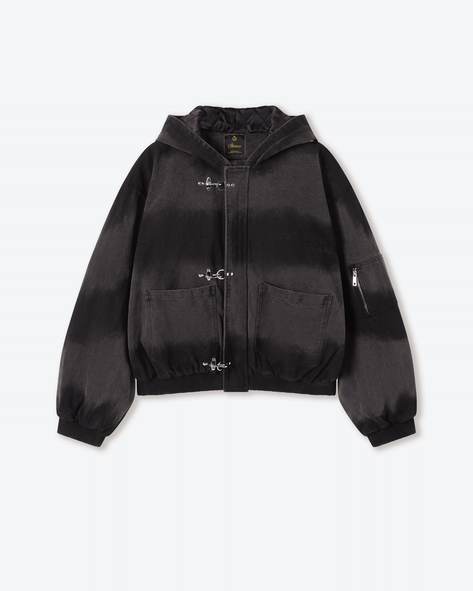 Shige Black Canvas Clasp Bomber Jacket – Shinzo