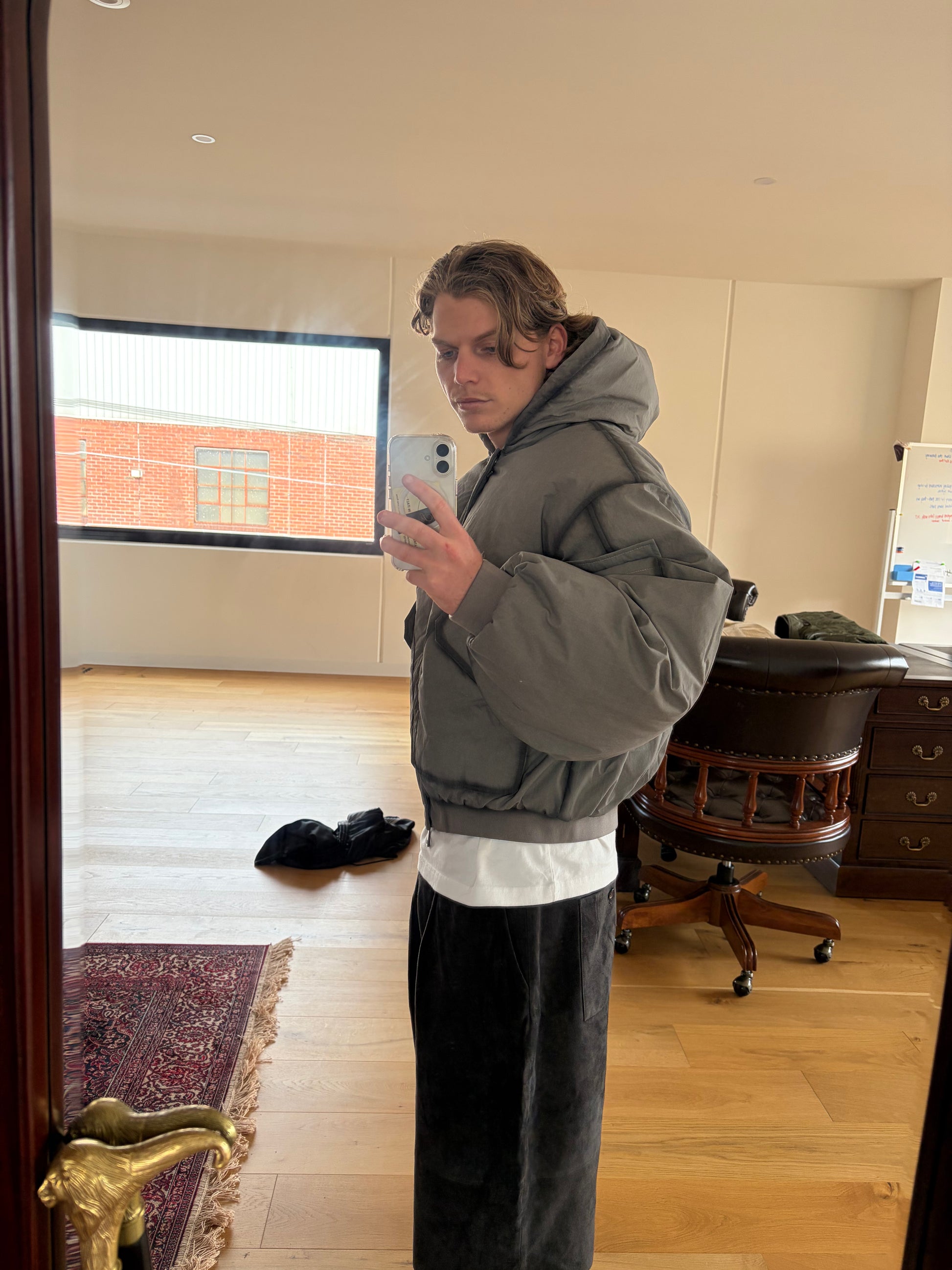 Grey Bomber Puffer Jacket
