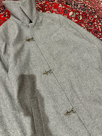 Grey Herringbone Clasp Trench Coat