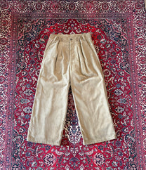 Khaki Corduroy Wide Leg Trousers