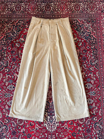 Khaki Corduroy Wide Leg Trousers