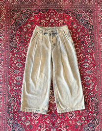 Sand Wash Pleated Selvedge Denim Trouser