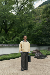 15oz Beige Canvas Cowhide Collar Workwear Jacket