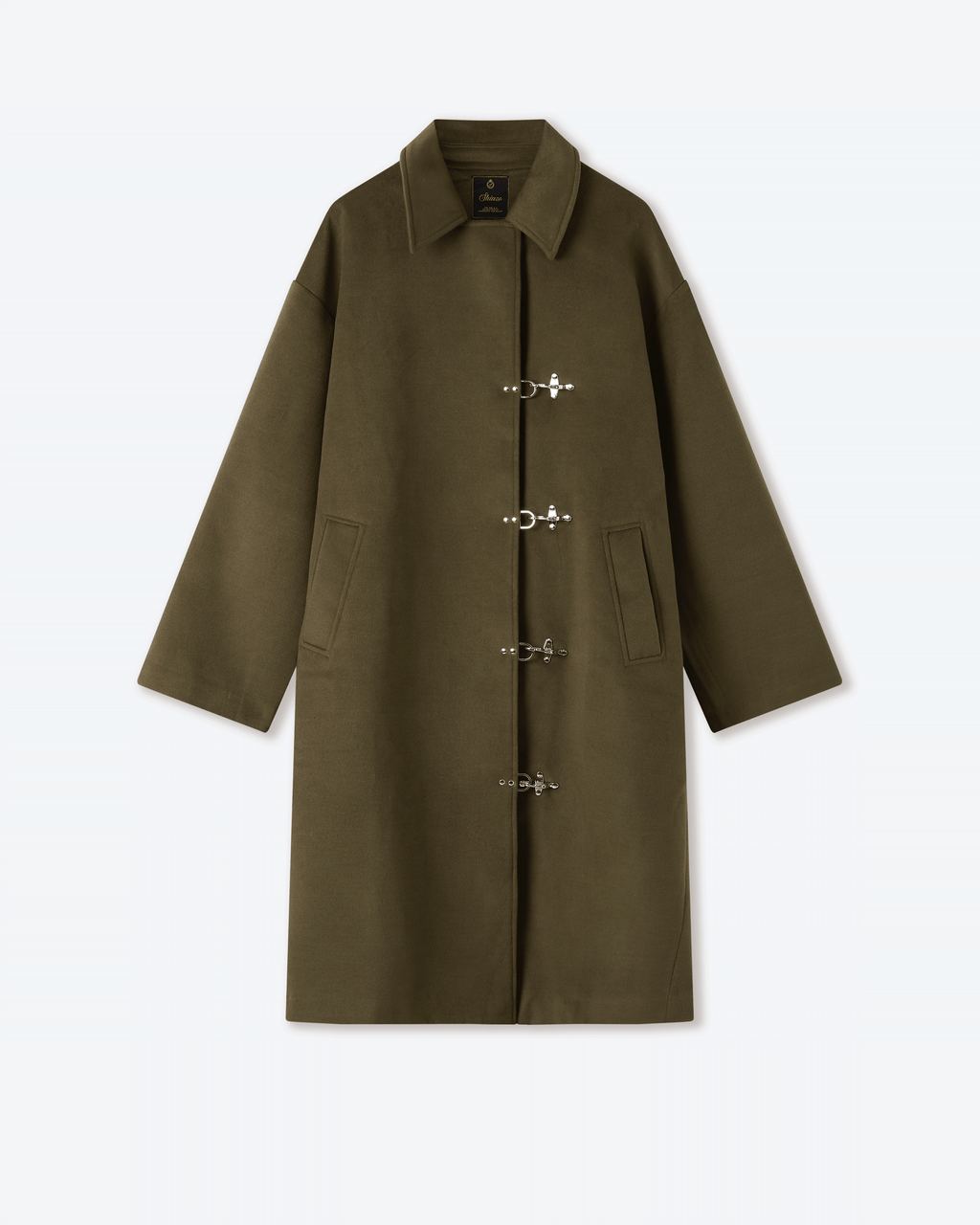 Green Wool Clasp Trench Coat