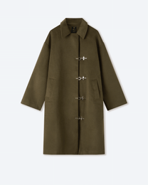 Green Wool Clasp Trench Coat