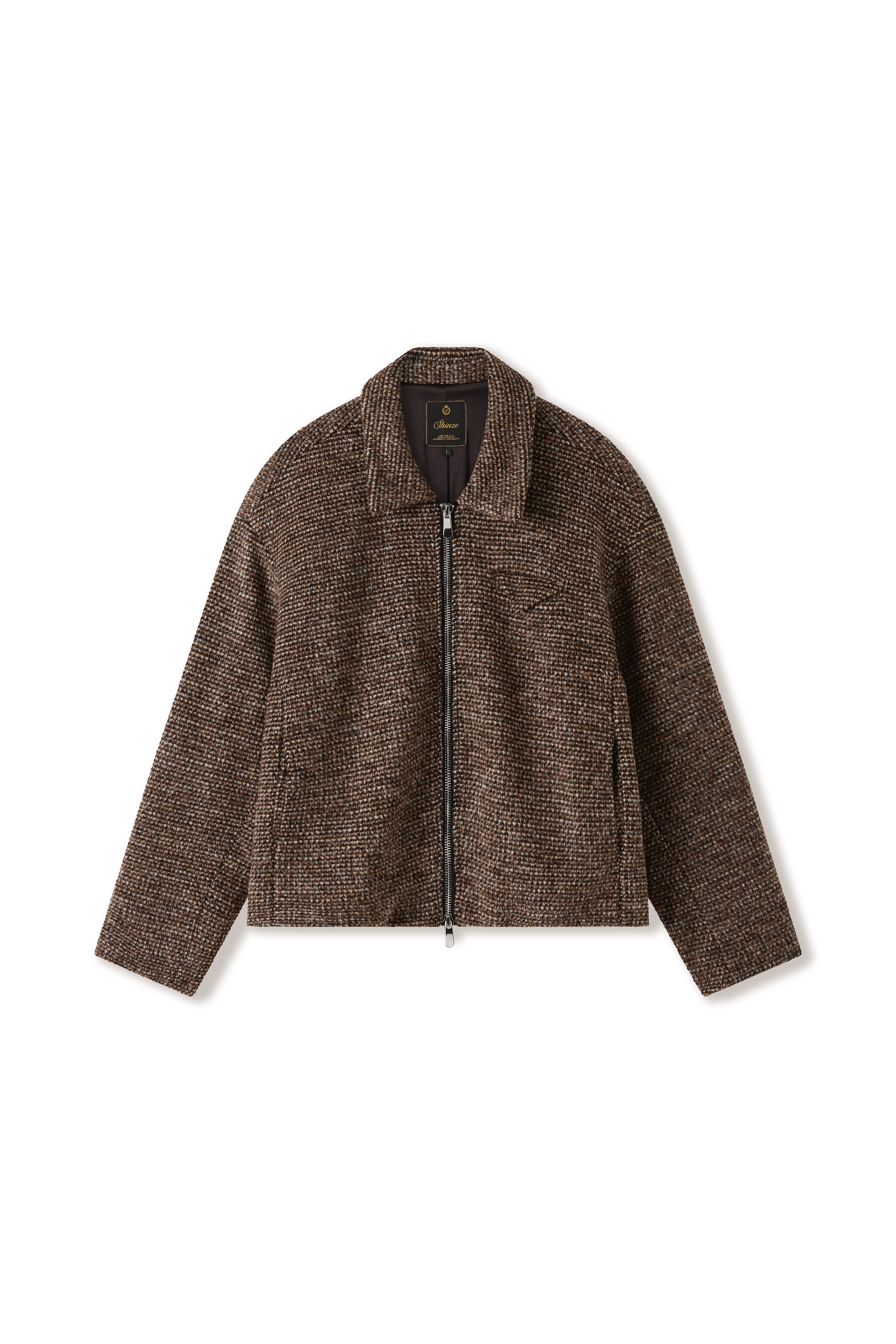 Brown Speckled Wool Zip Up Jacket – Shinzo