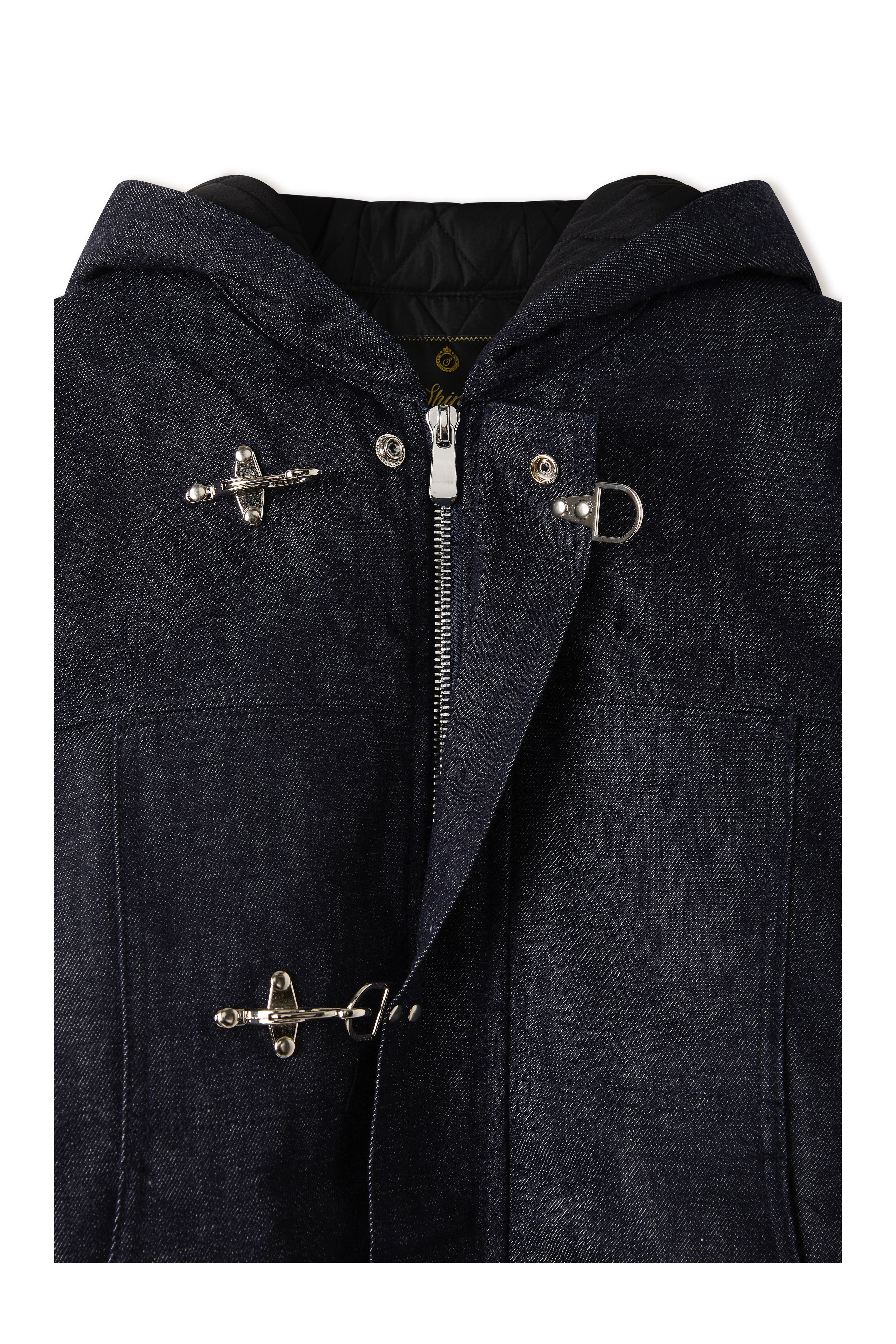 ジャケット・アウター Shinzo Clasp hooded jacket Denim Okayama Blue Raw Denim Clasp Jacket – Shinzo