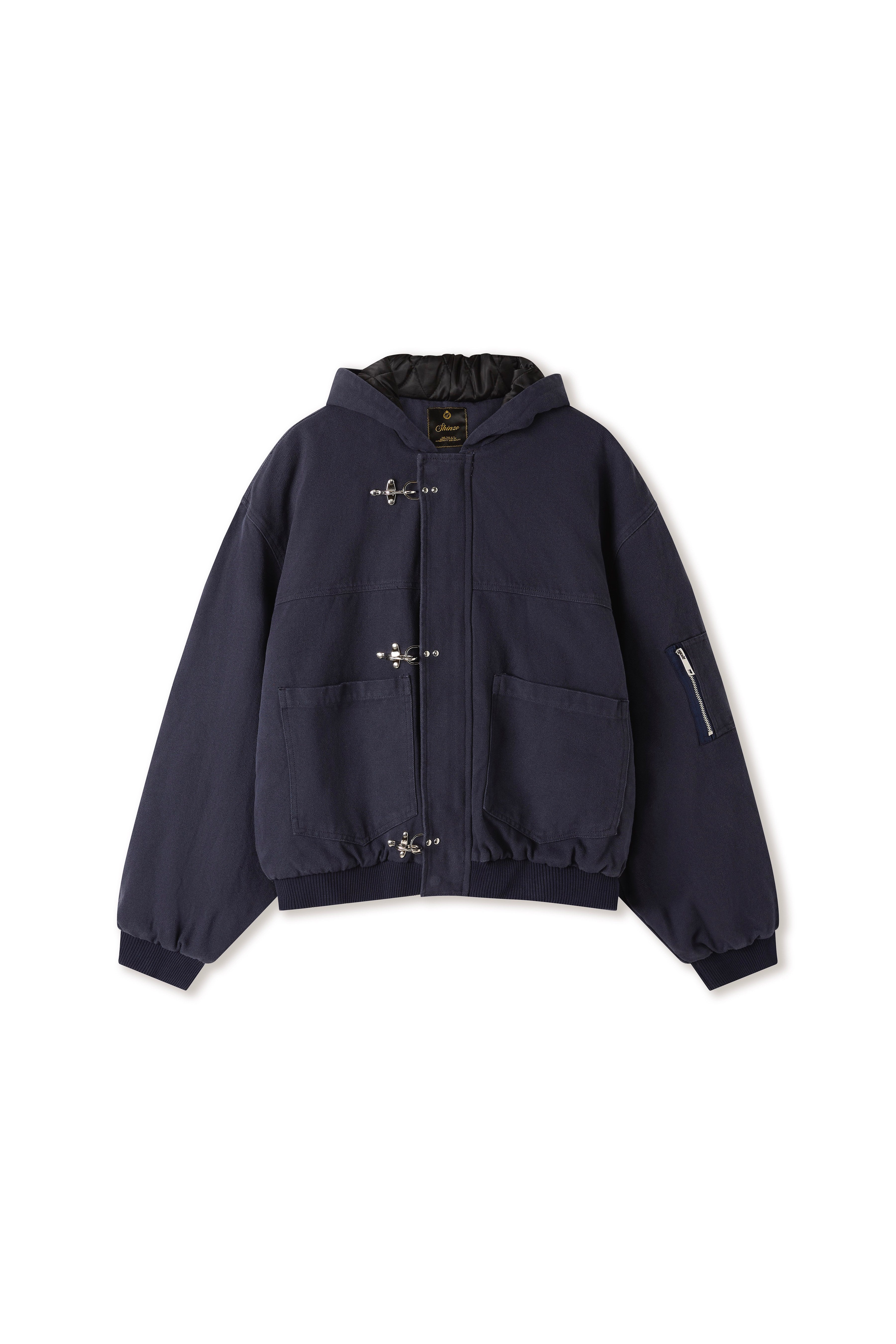 Shige Navy Canvas Clasp Bomber Jacket – Shinzo