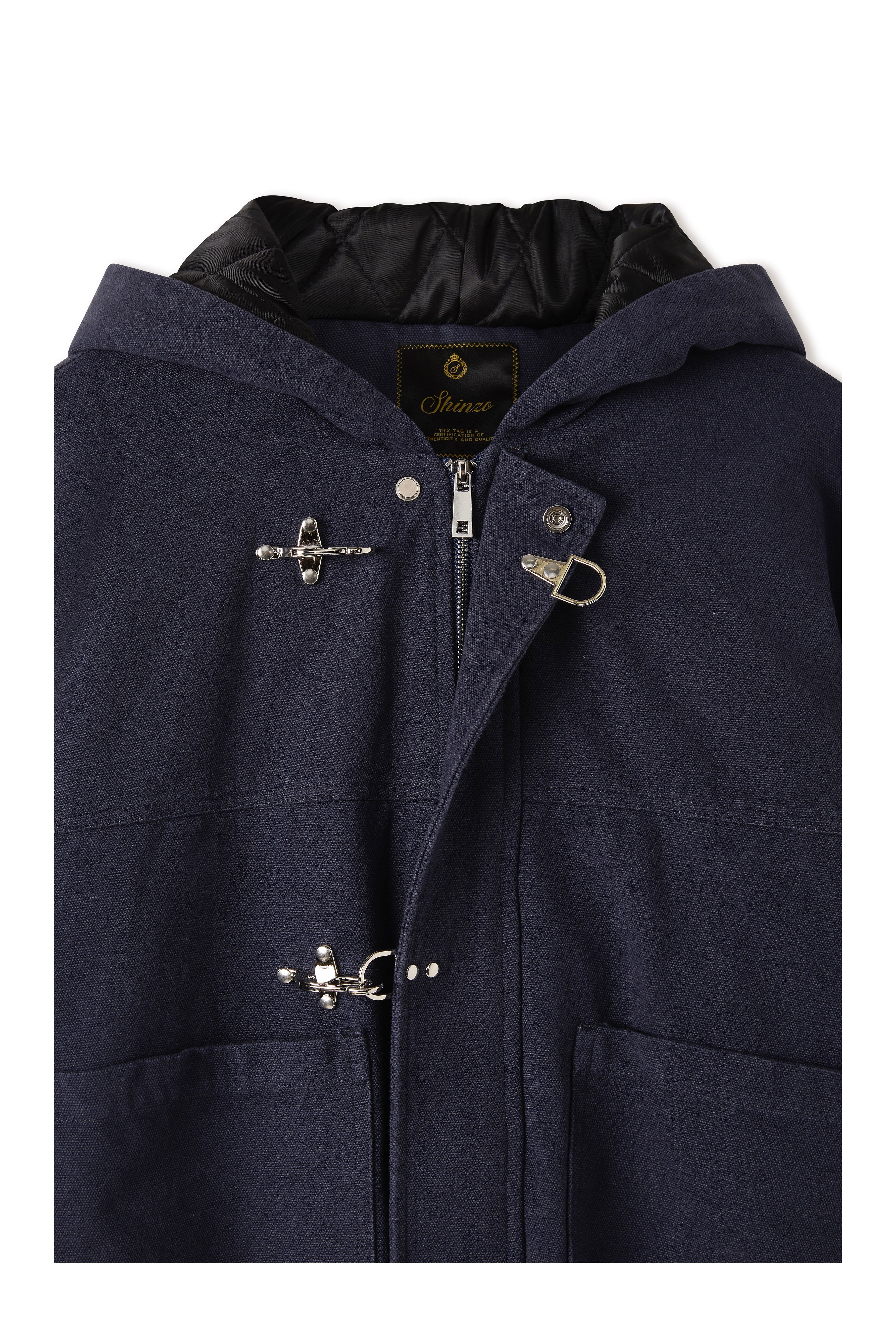 Shige Navy Canvas Clasp Bomber Jacket – Shinzo