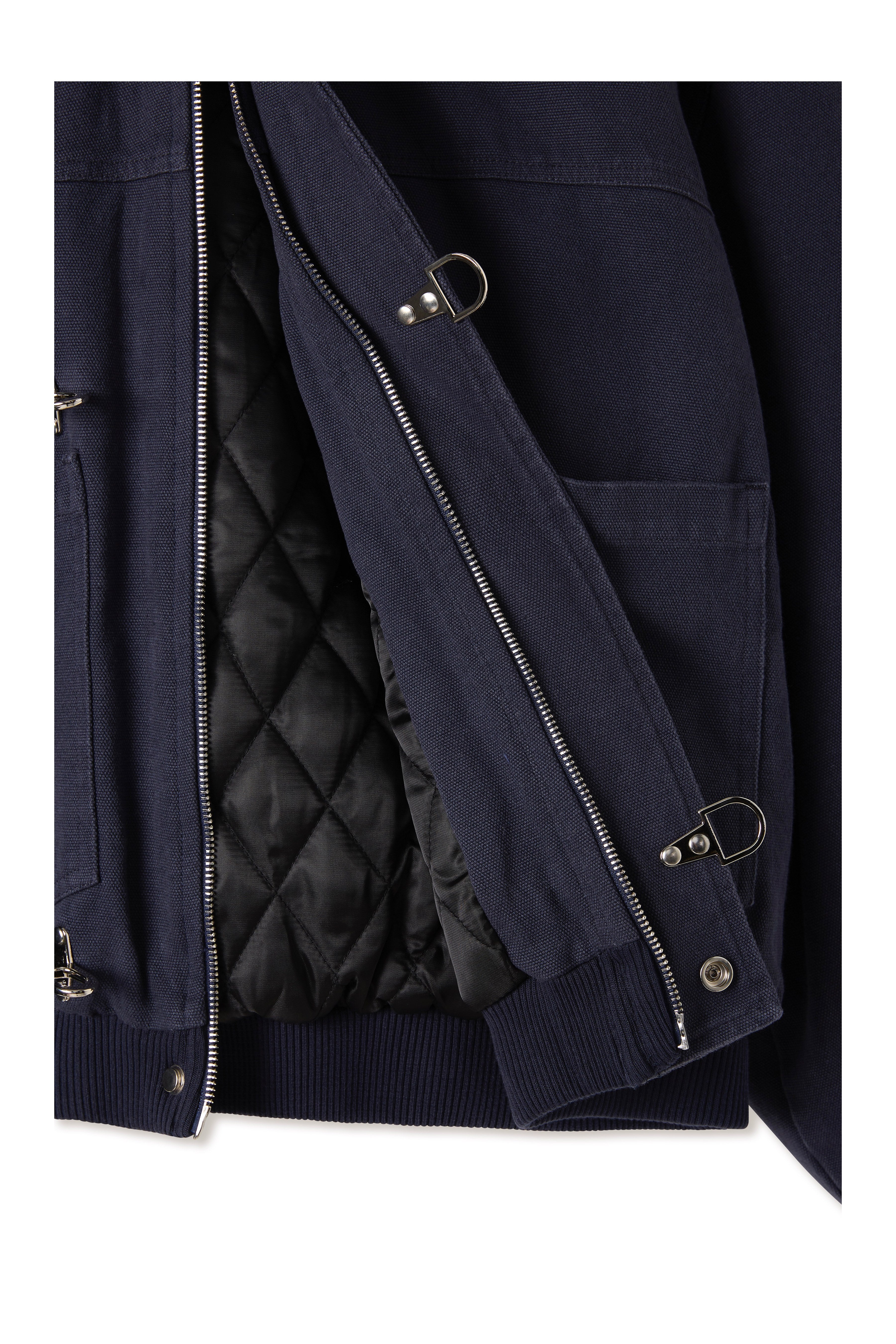 Shige Navy Canvas Clasp Bomber Jacket – Shinzo