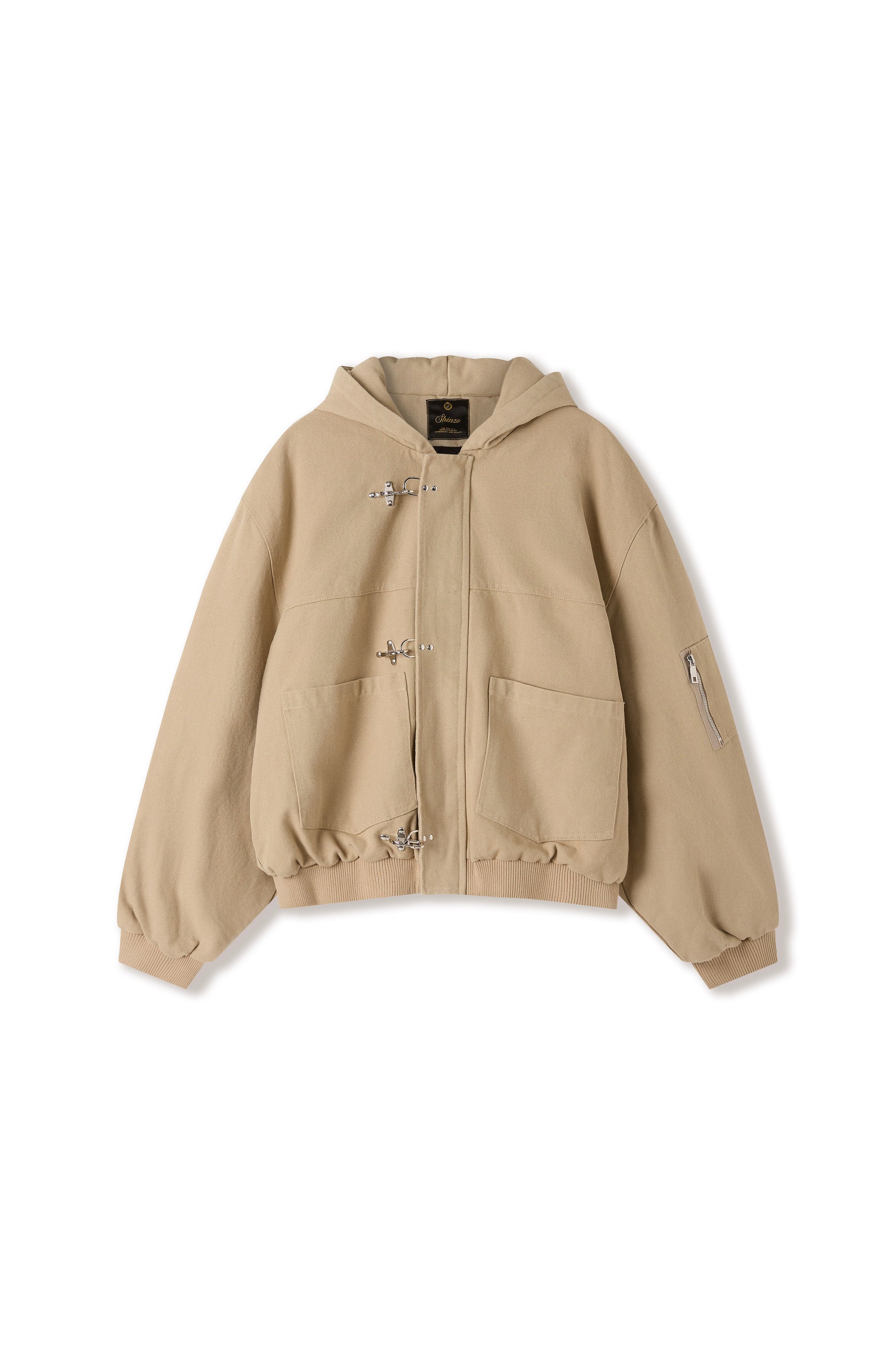Shige Khaki Canvas Clasp Bomber Jacket