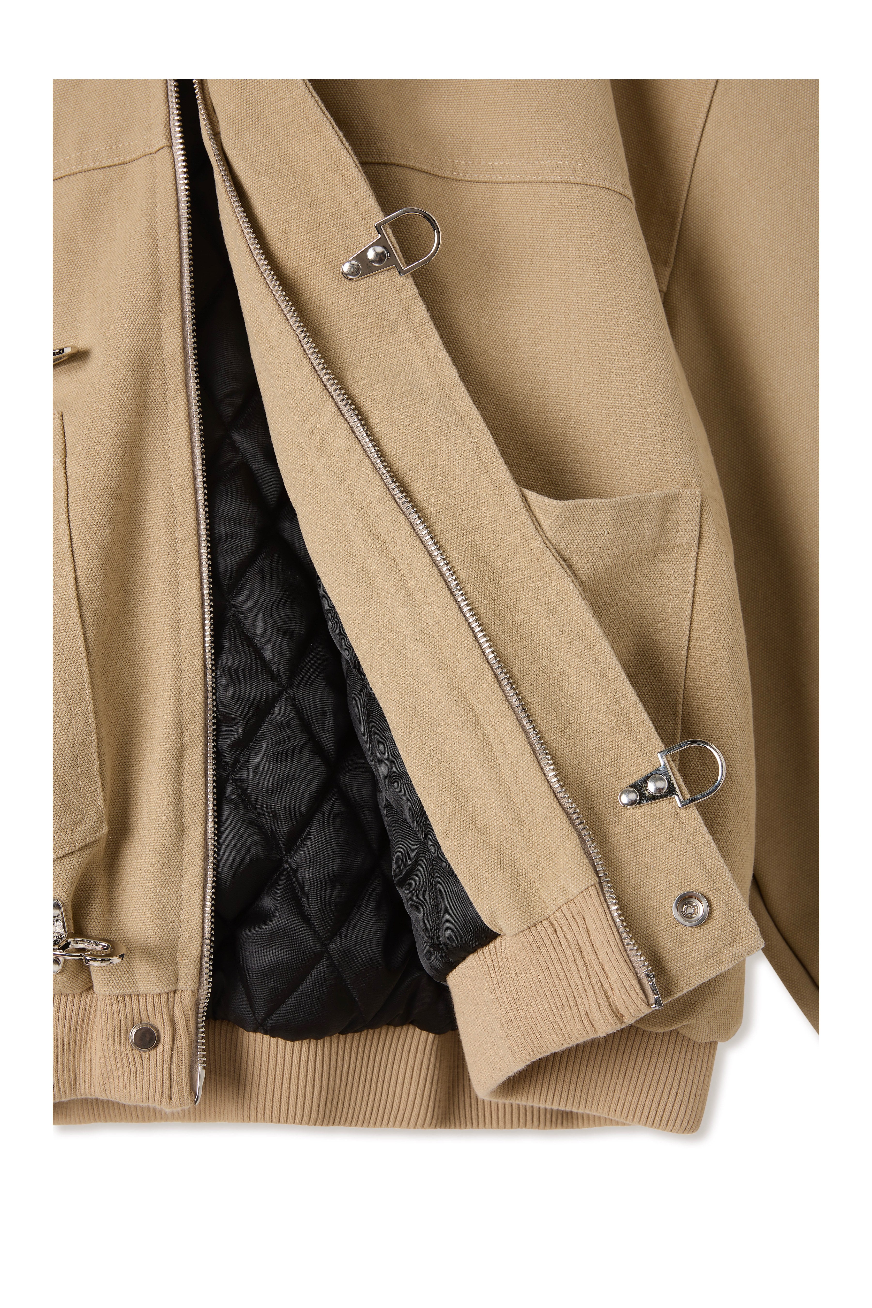 Shige Khaki Canvas Clasp Bomber Jacket – Shinzo