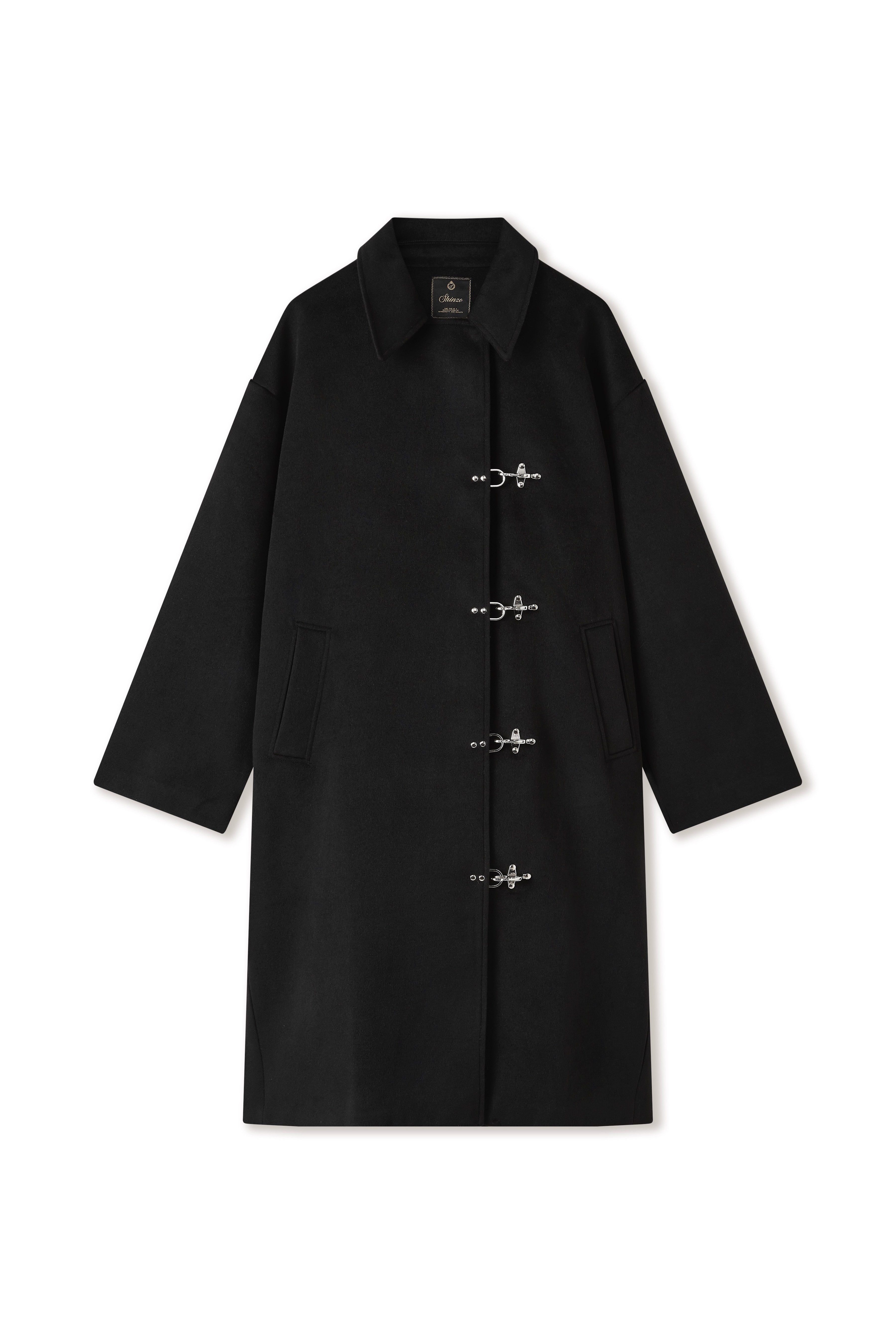 Black Wool Clasp Trench Coat – Shinzo