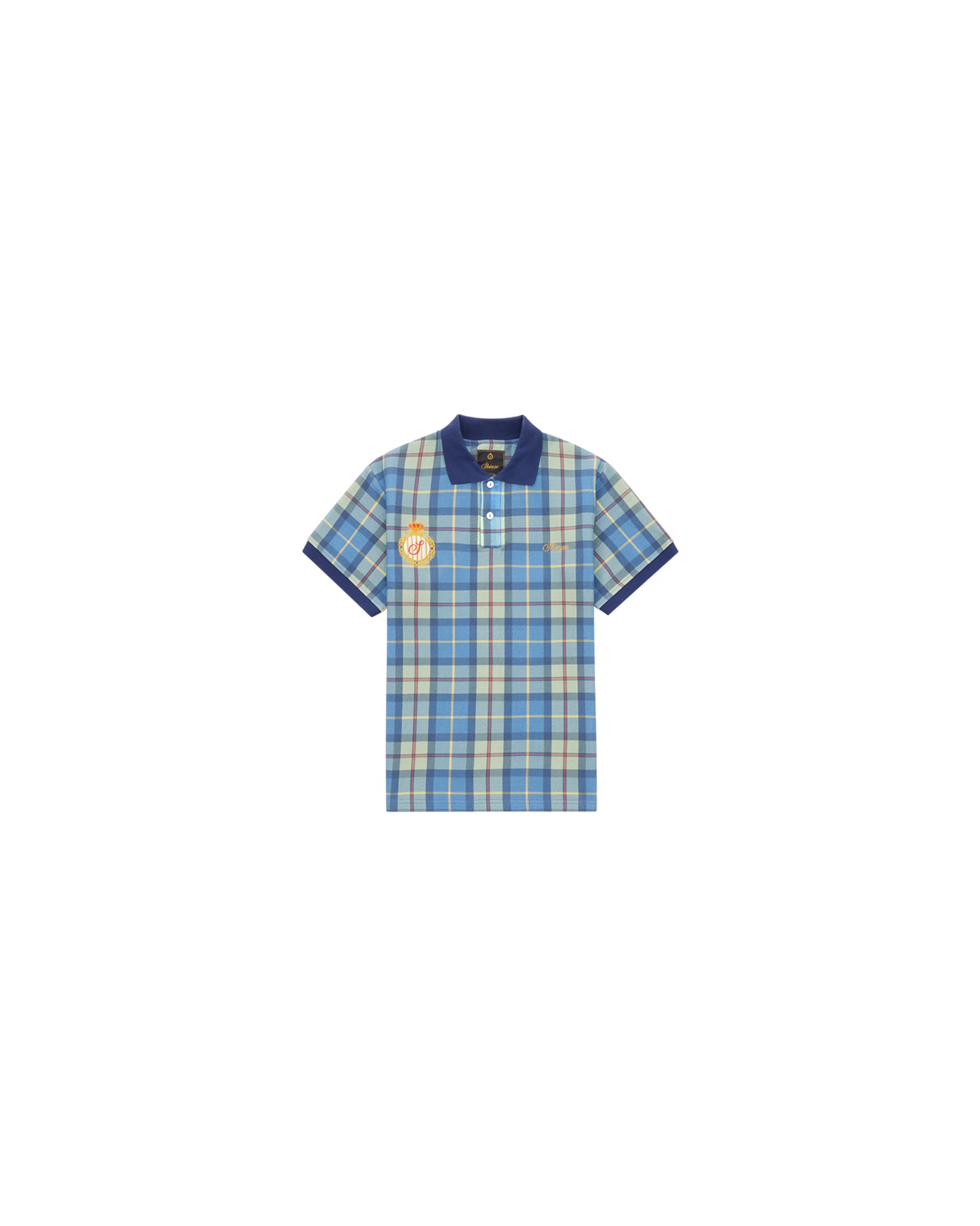 Cotton Pique Plaid Polo T-Shirt