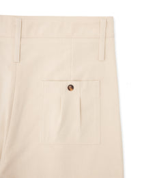 Double Waist Beige Wool Pants
