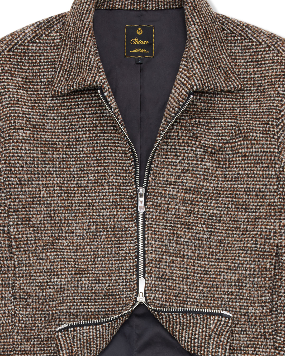 Brown Speckled Wool Zip Up Jacket