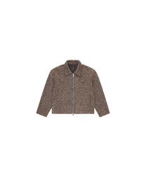 Brown Speckled Wool Zip Up Jacket