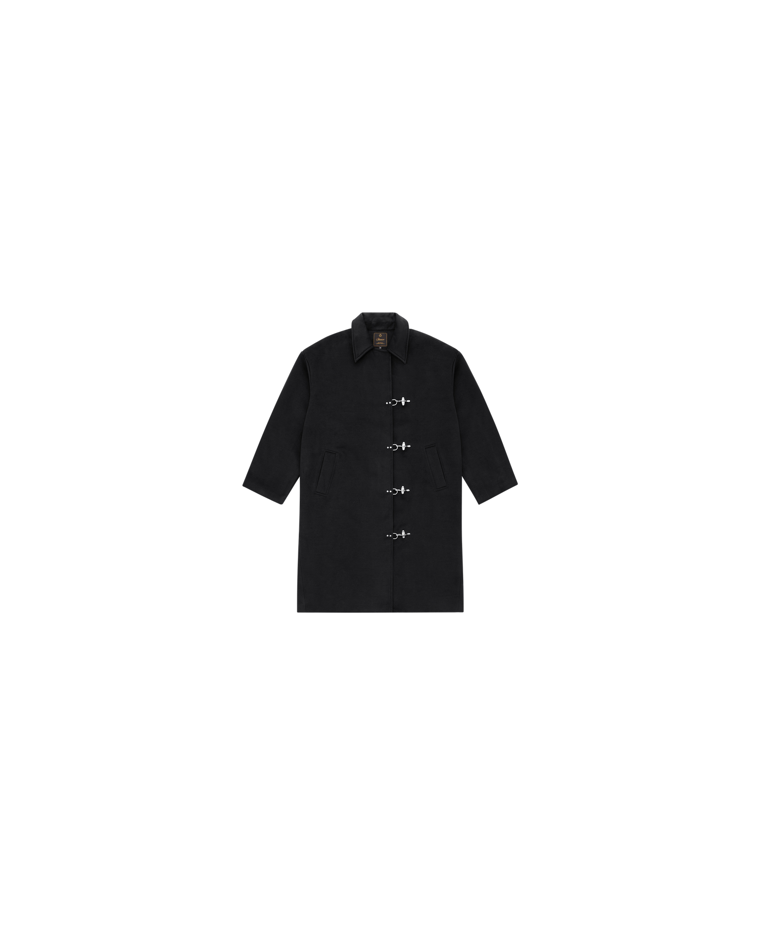 Black Wool Clasp Trench Coat