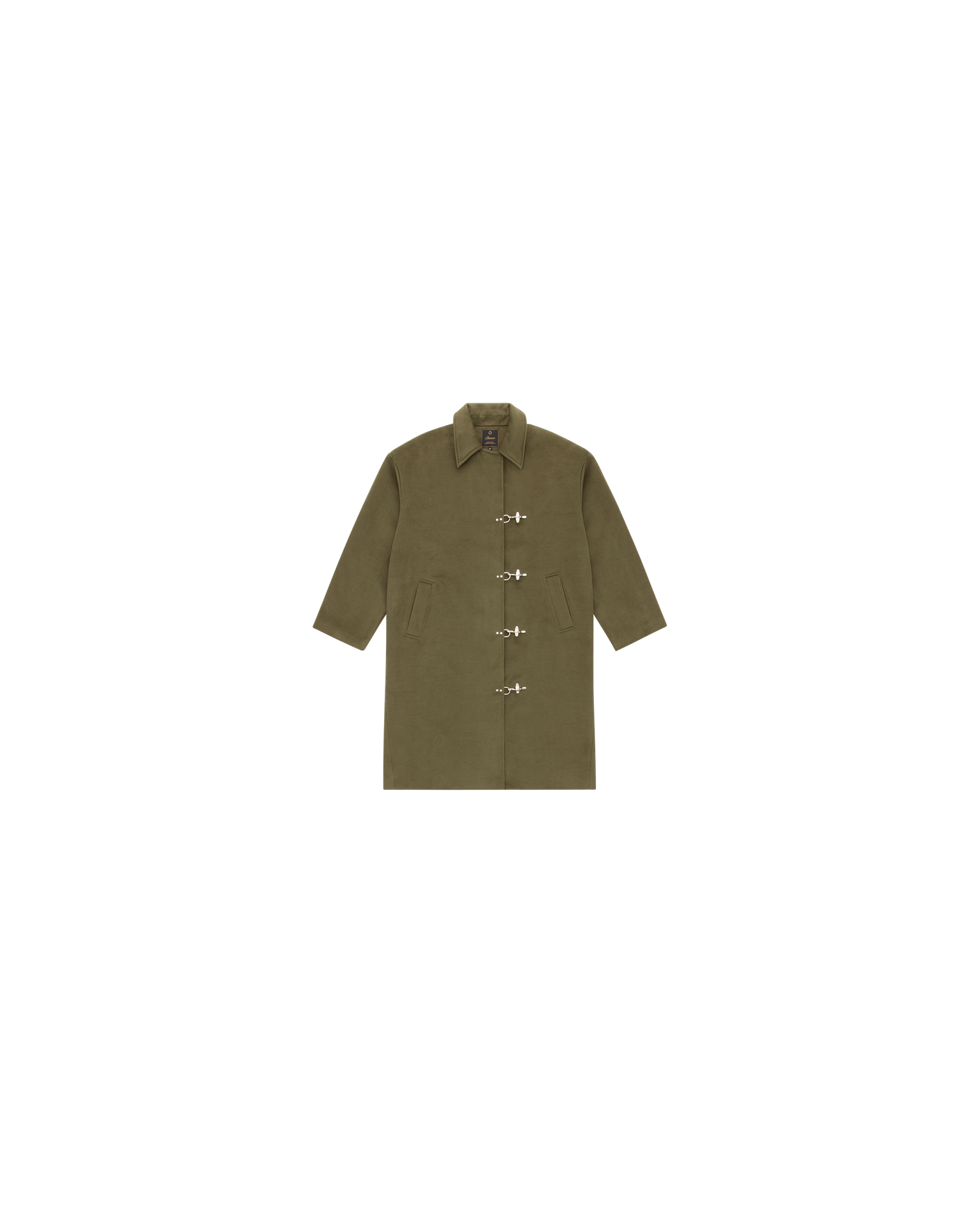 Green Wool Clasp Trench Coat