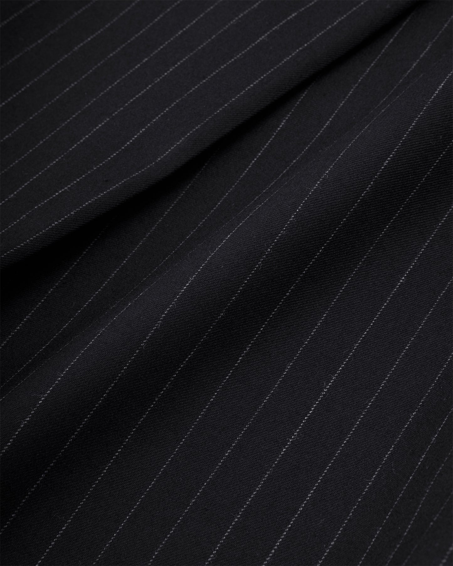 Sūtsu Diamond Pleated Wool Blend Black Pinstripe Trousers