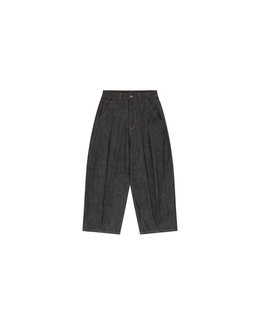Okayama 15oz Raw Black Pleated Japanese Selvedge Balloon Denim Pants