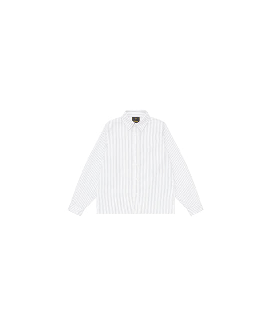 Sūtsu Cropped White/Black Pinstripe Button Up Shirting