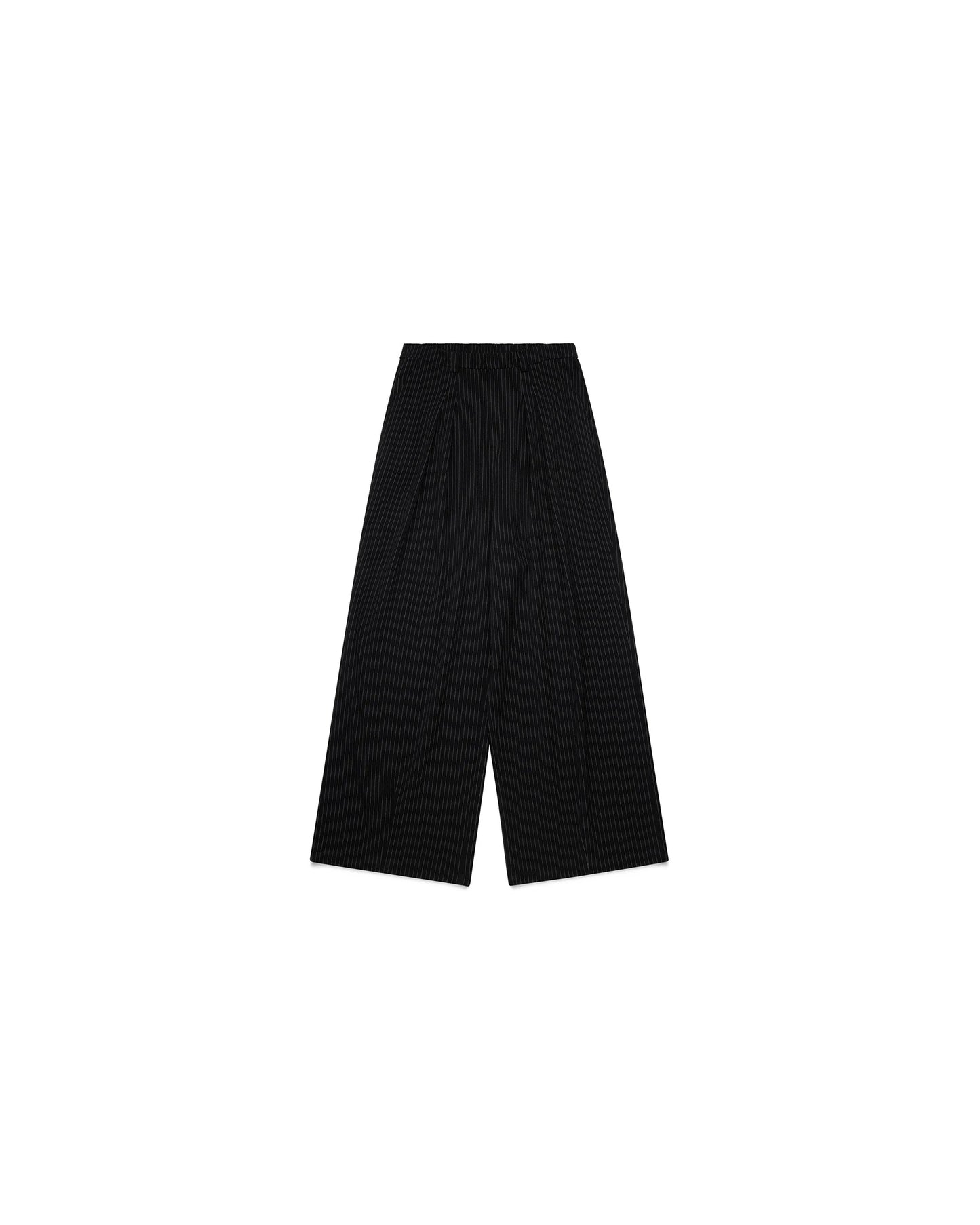Ukiyo Black Pleated Wide Leg Pinstripe Pants