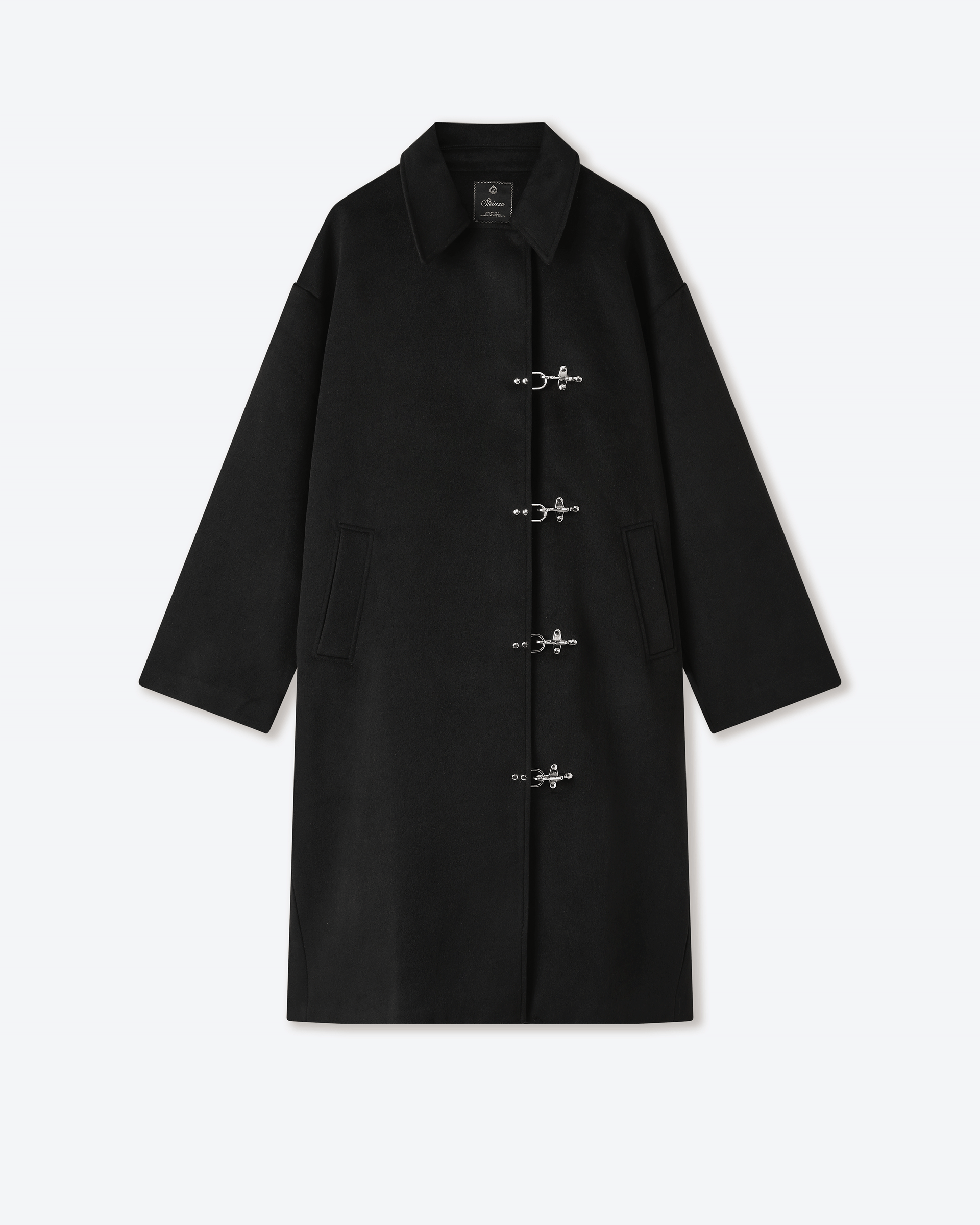 Black Wool Clasp Trench Coat – Shinzo