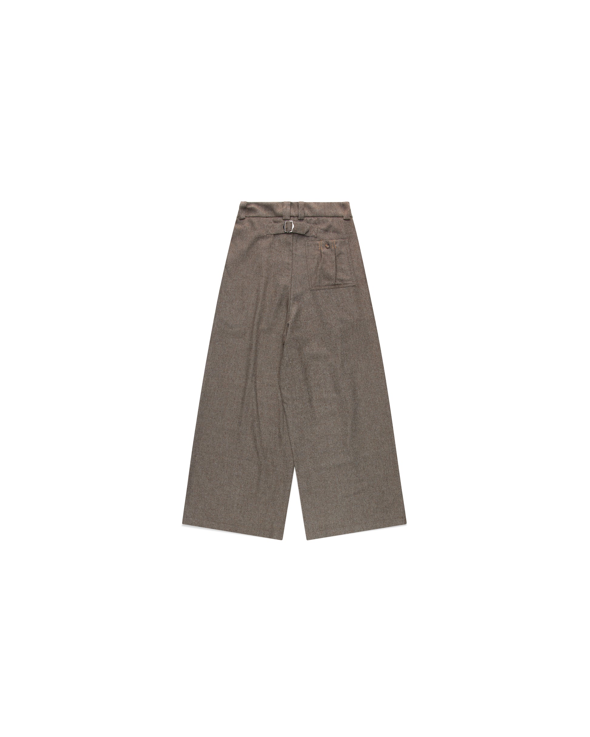 Gyokudō Light Brown Adjustable Pleated Wide Leg Wool Suit Pants