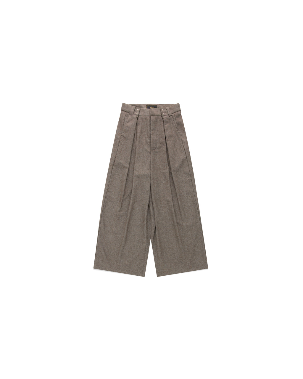 Gyokudō Light Brown Adjustable Pleated Wide Leg Wool Suit Pants