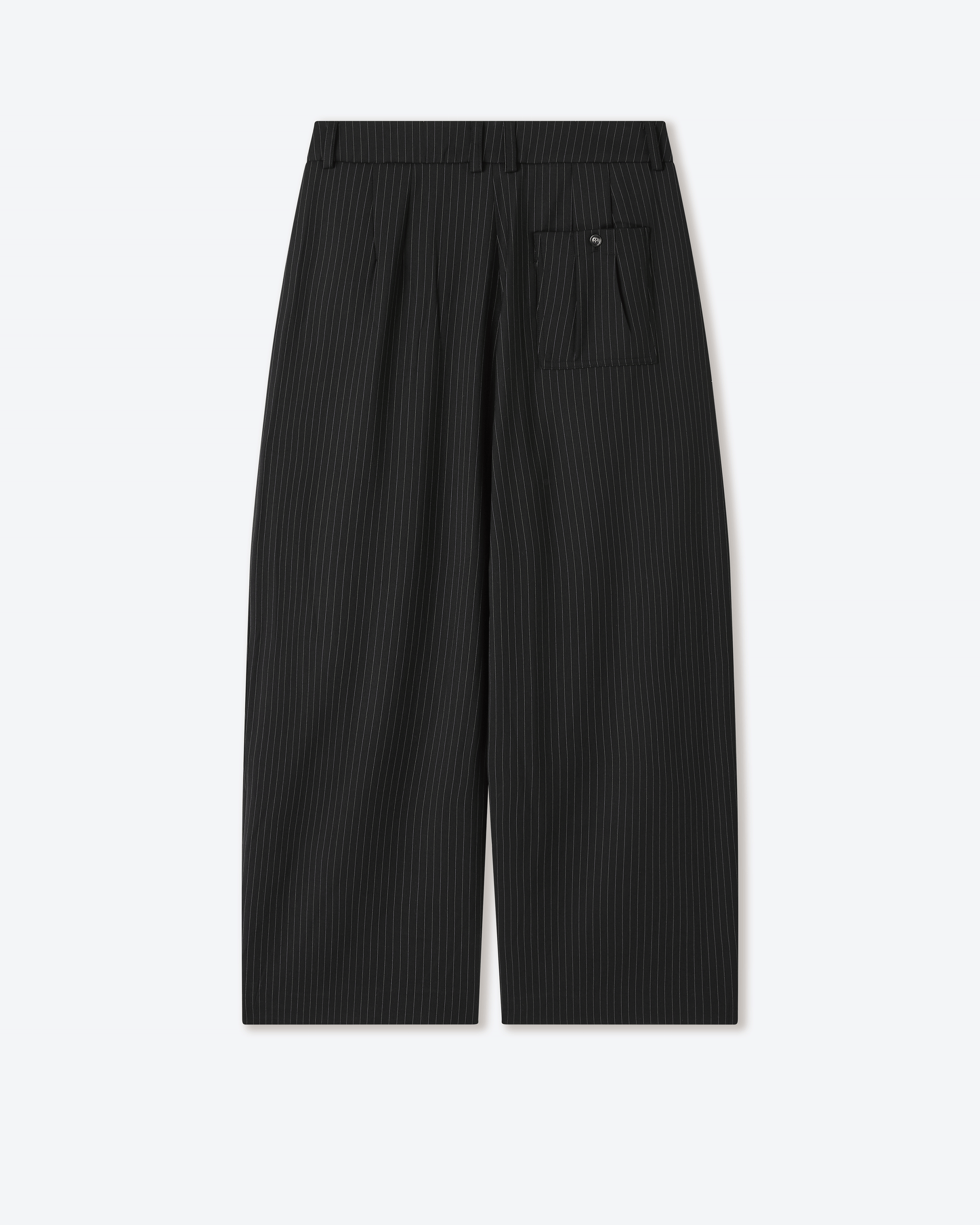 Sūtsu Wool Blend Black Pinstripe Trousers