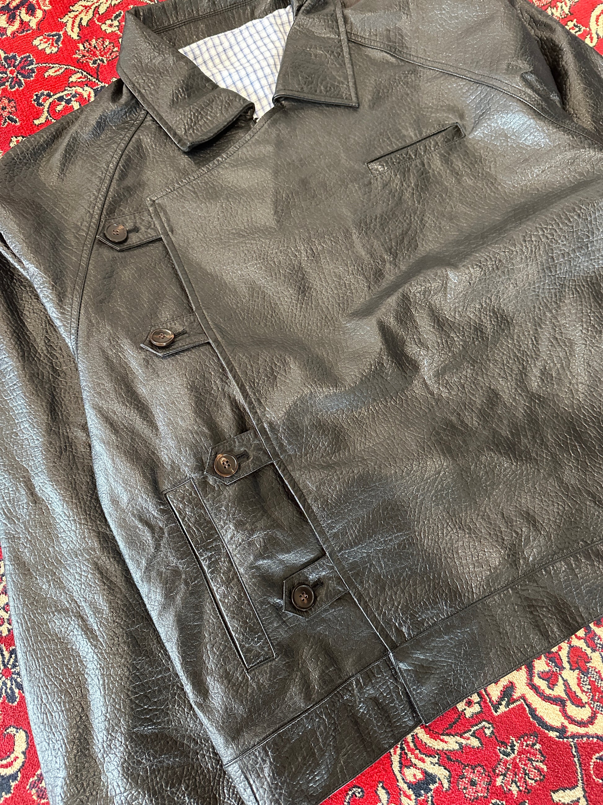 Black Leather Side Closure Jacket detail